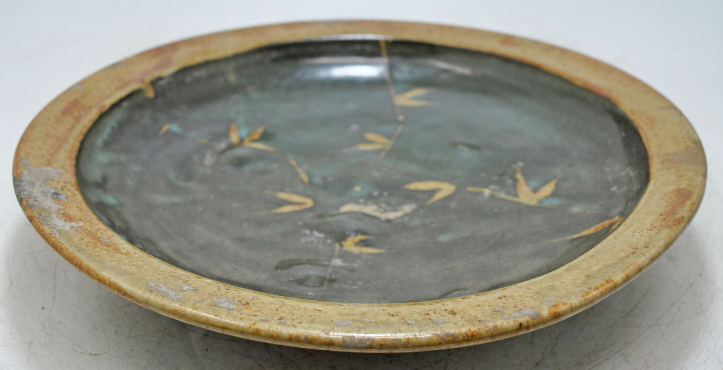 Vintage Porcelain Pottery Round Kitchenware Plate Original Old Hand Crafted