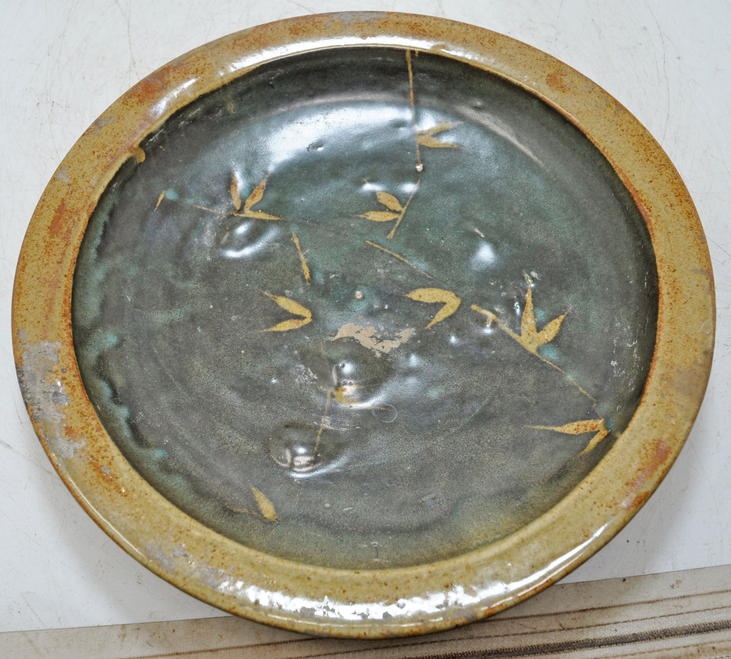 Vintage Porcelain Pottery Round Kitchenware Plate Original Old Hand Crafted