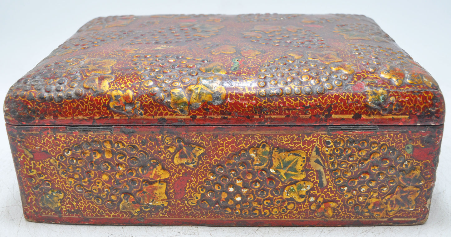 Vintage Wooden Jewelery Storage Box Original Old Hand Crafted Painted