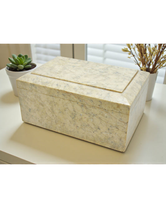 Vintage White Marble Storage Box Original Old Fine Hand Crafted