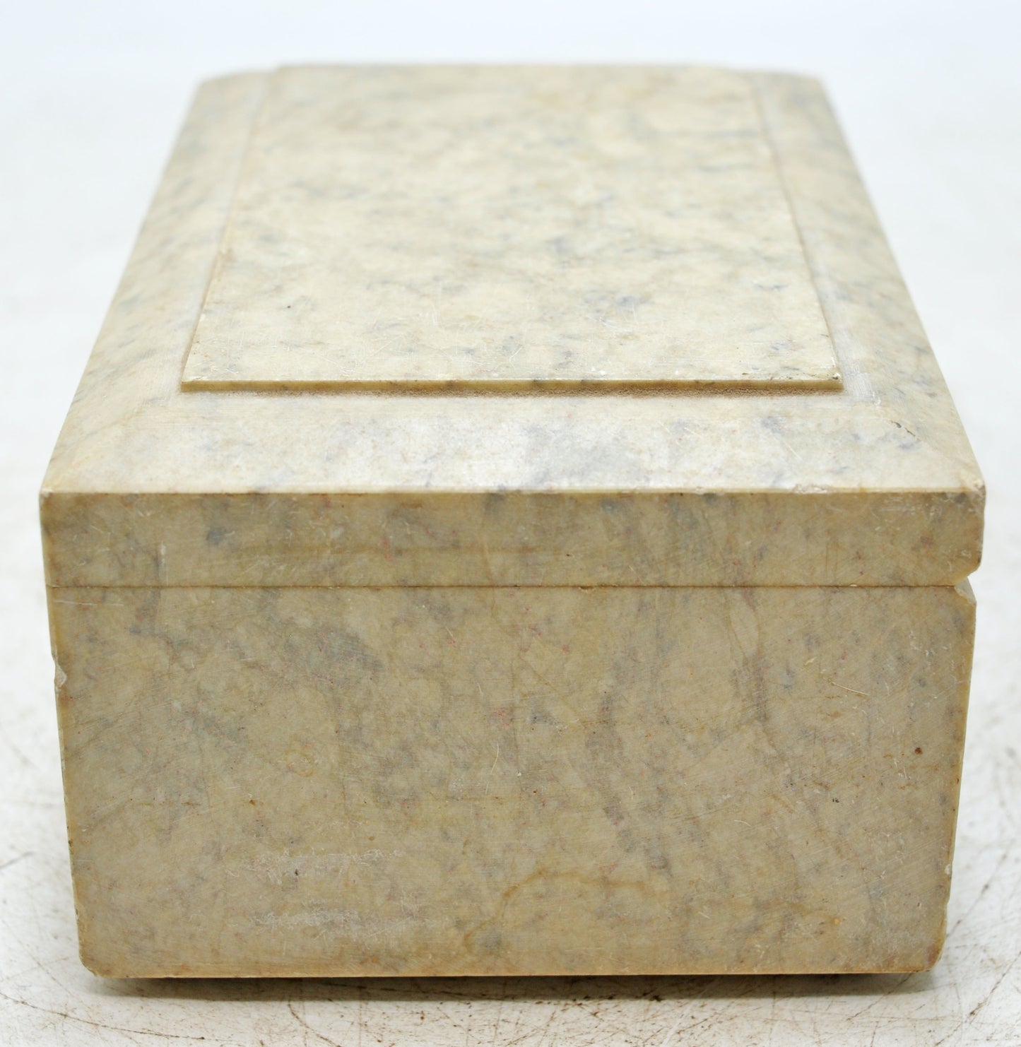 Vintage White Marble Storage Box Original Old Fine Hand Crafted