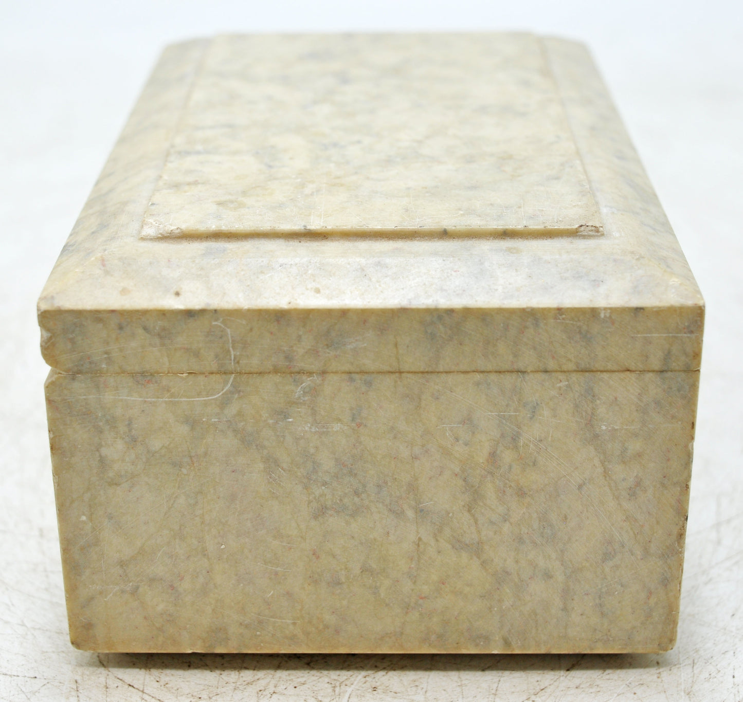 Vintage White Marble Storage Box Original Old Fine Hand Crafted