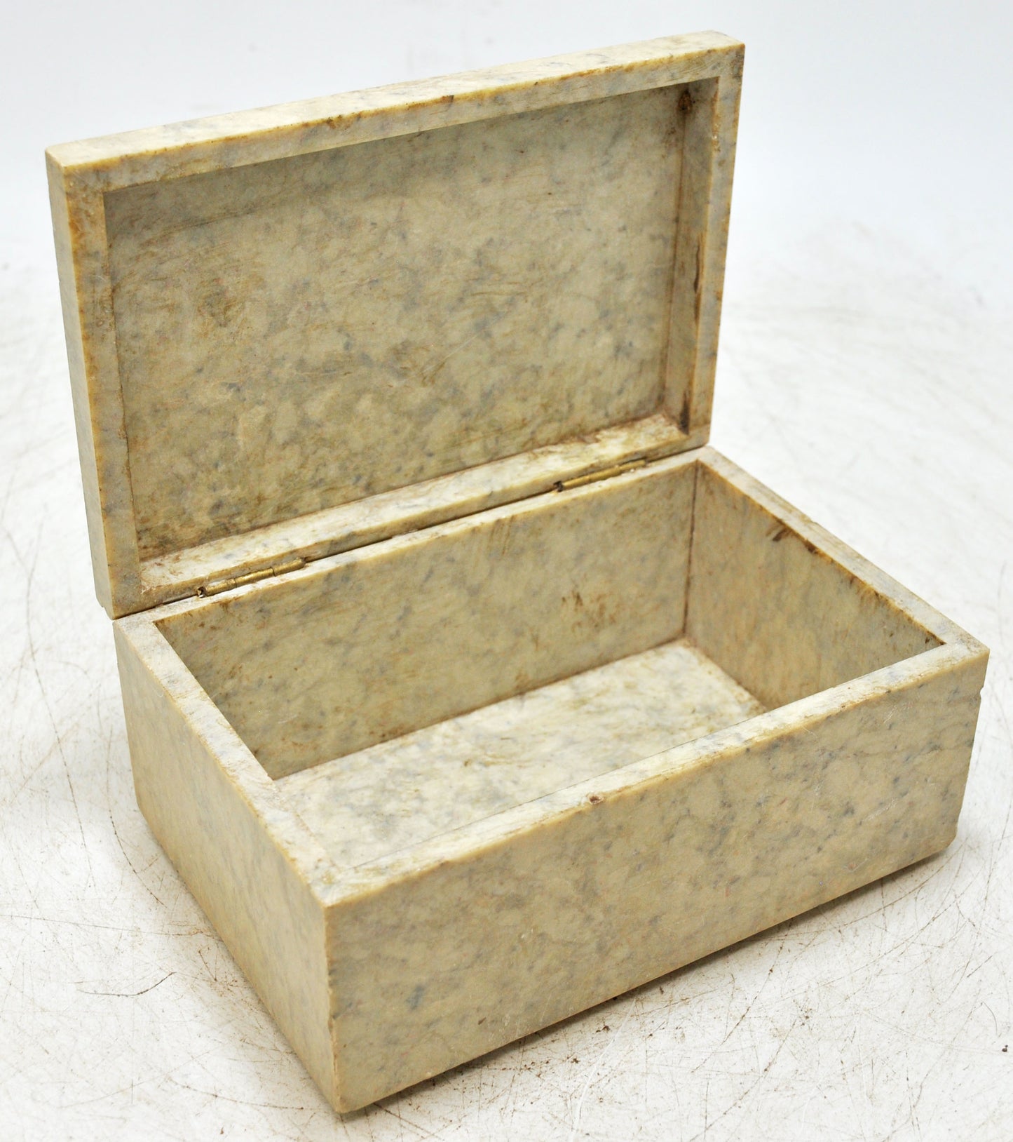 Vintage White Marble Storage Box Original Old Fine Hand Crafted