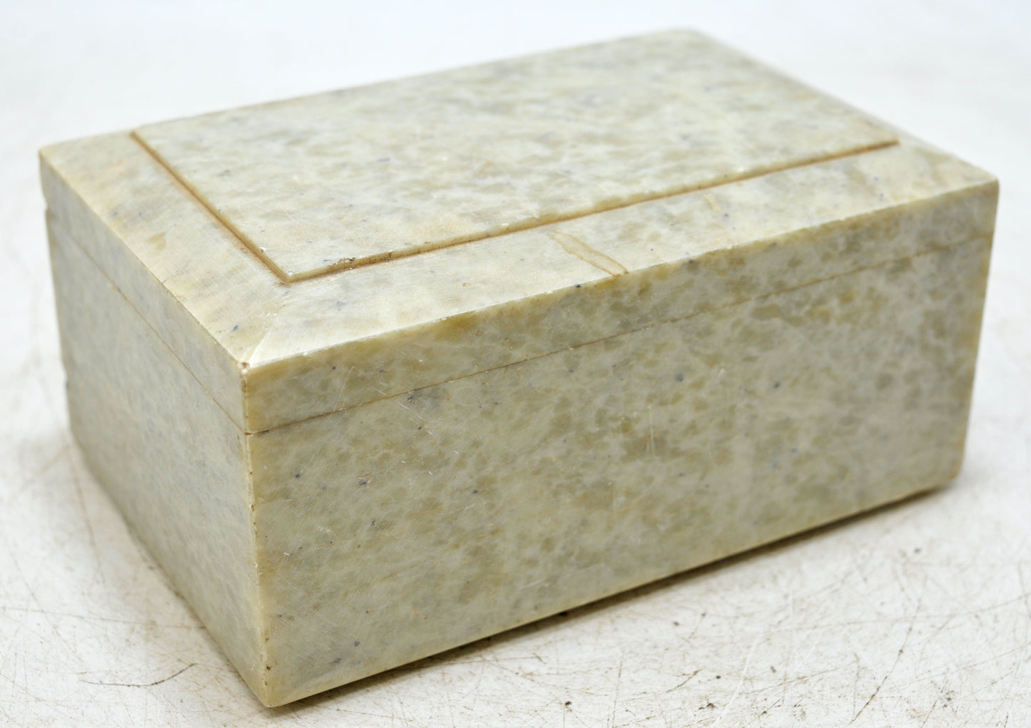 Vintage White Marble Storage Box Original Old Fine Hand Crafted