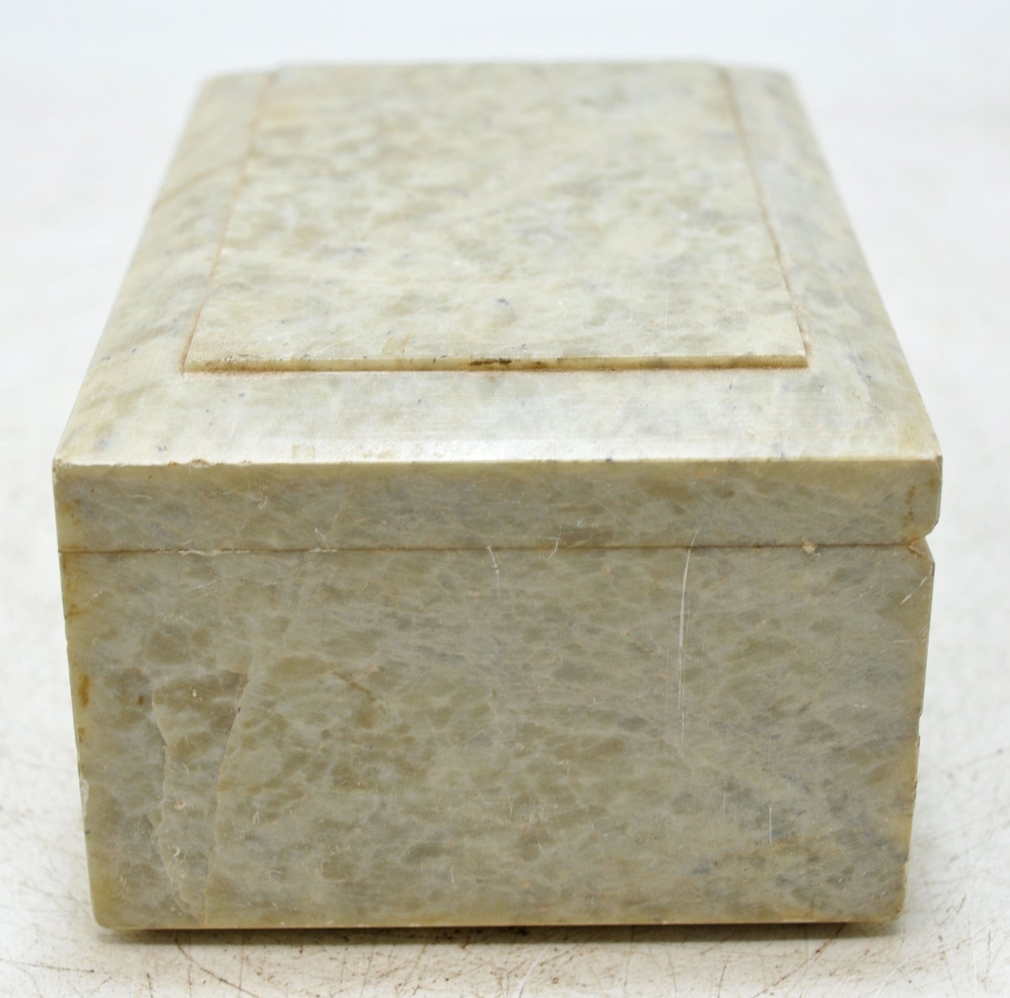 Vintage White Marble Storage Box Original Old Fine Hand Crafted