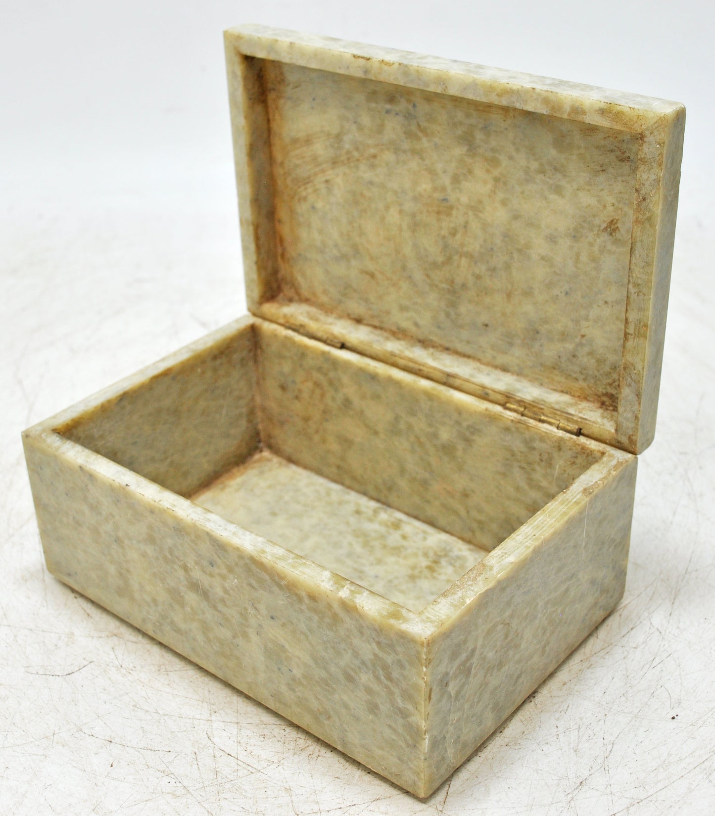 Vintage White Marble Storage Box Original Old Fine Hand Crafted