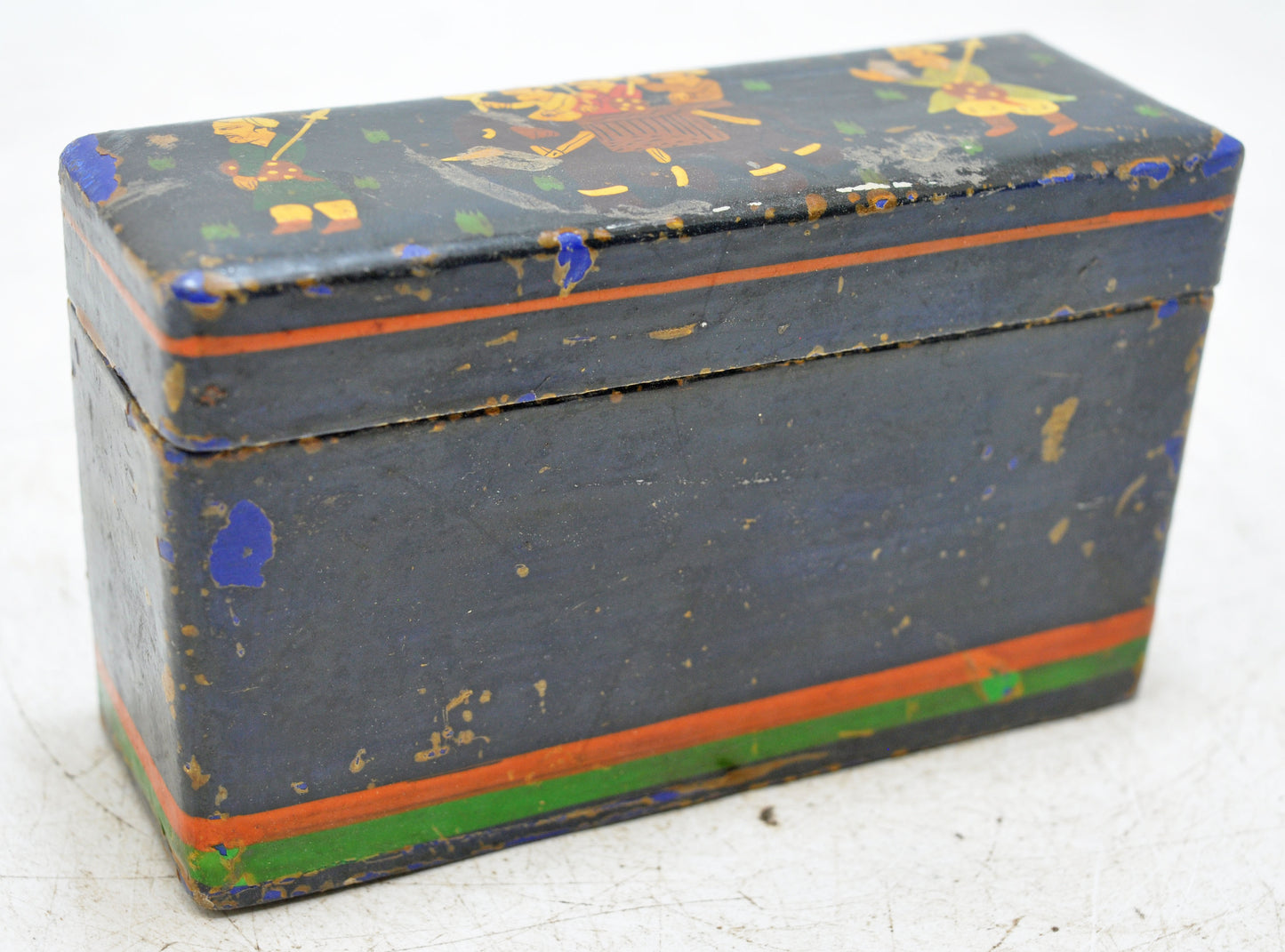 Vintage Wooden Small Storage Box Original Old Hand Crafted Painted