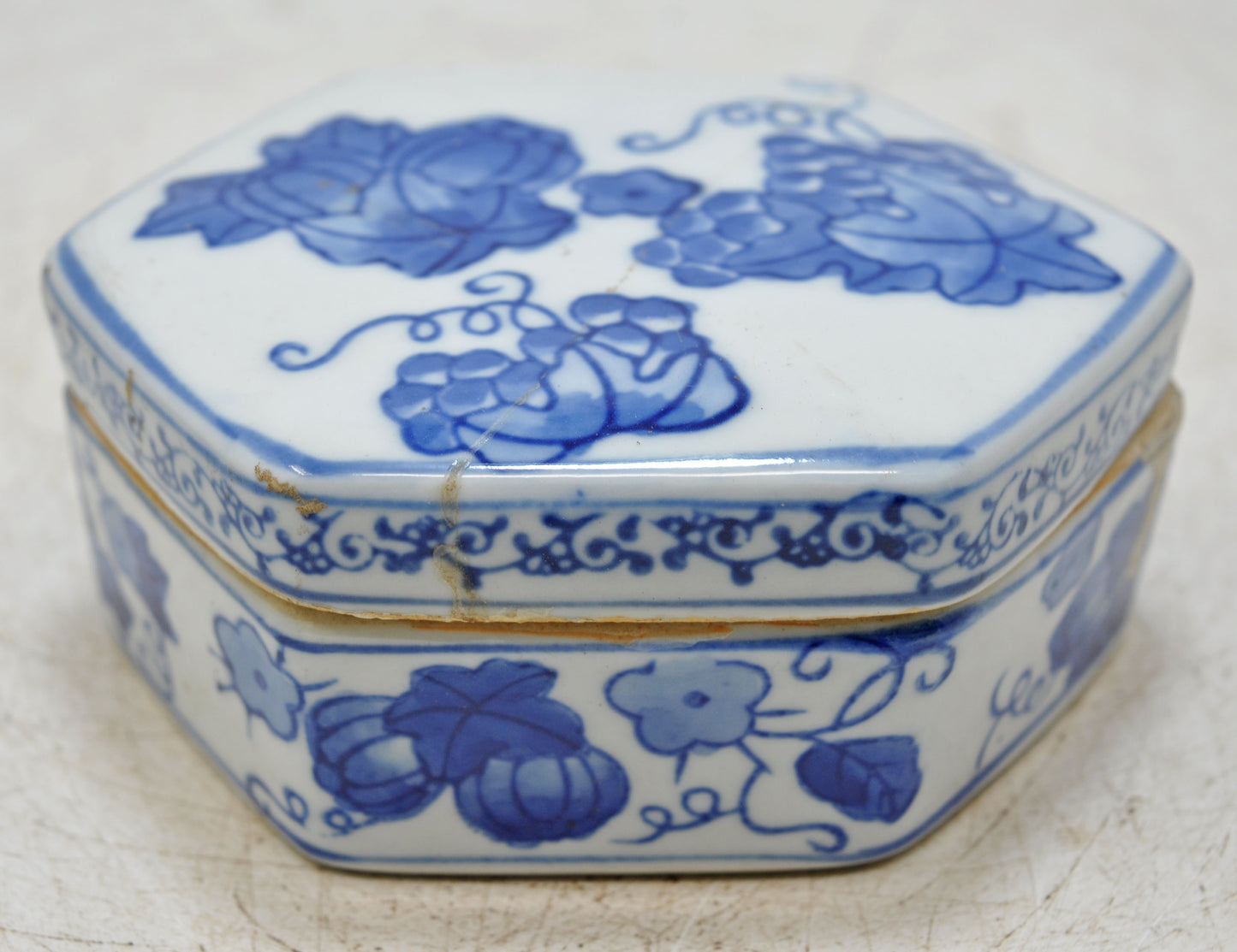 Vintage Blue Pottery Small Box Original Old Hand Crafted