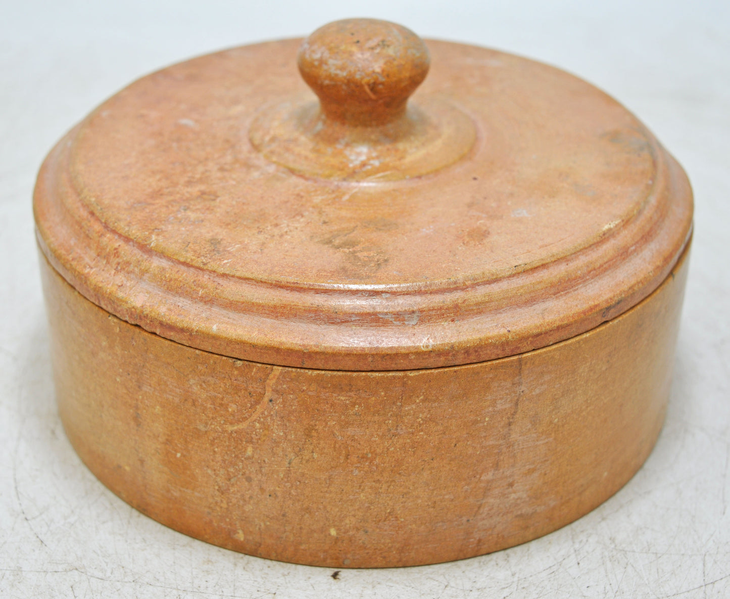 Vintage Sand Stone Round Kitchenware Box Original Old Hand Crafted