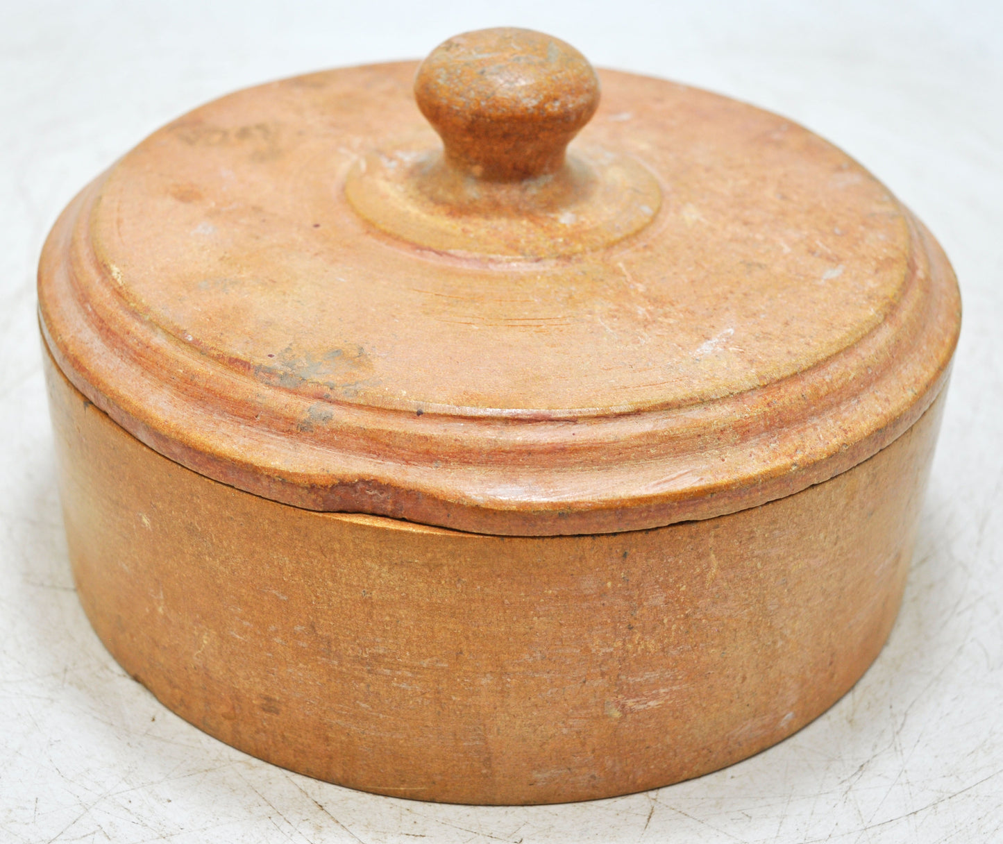 Vintage Sand Stone Round Kitchenware Box Original Old Hand Crafted