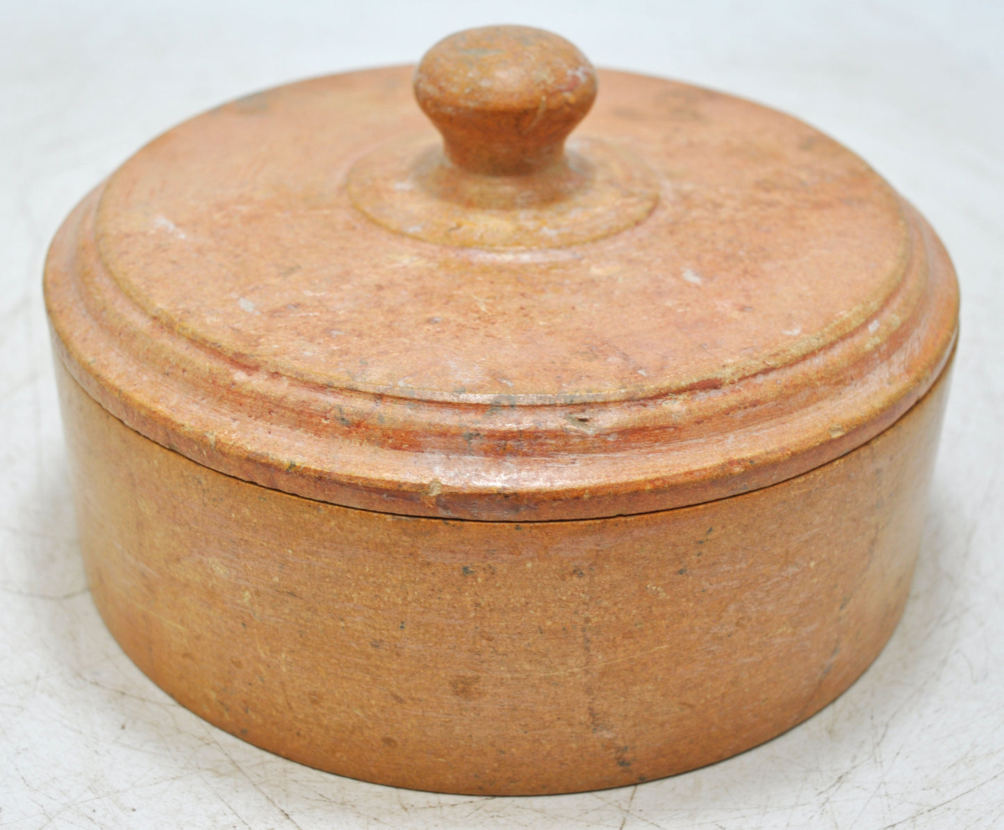 Vintage Sand Stone Round Kitchenware Box Original Old Hand Crafted