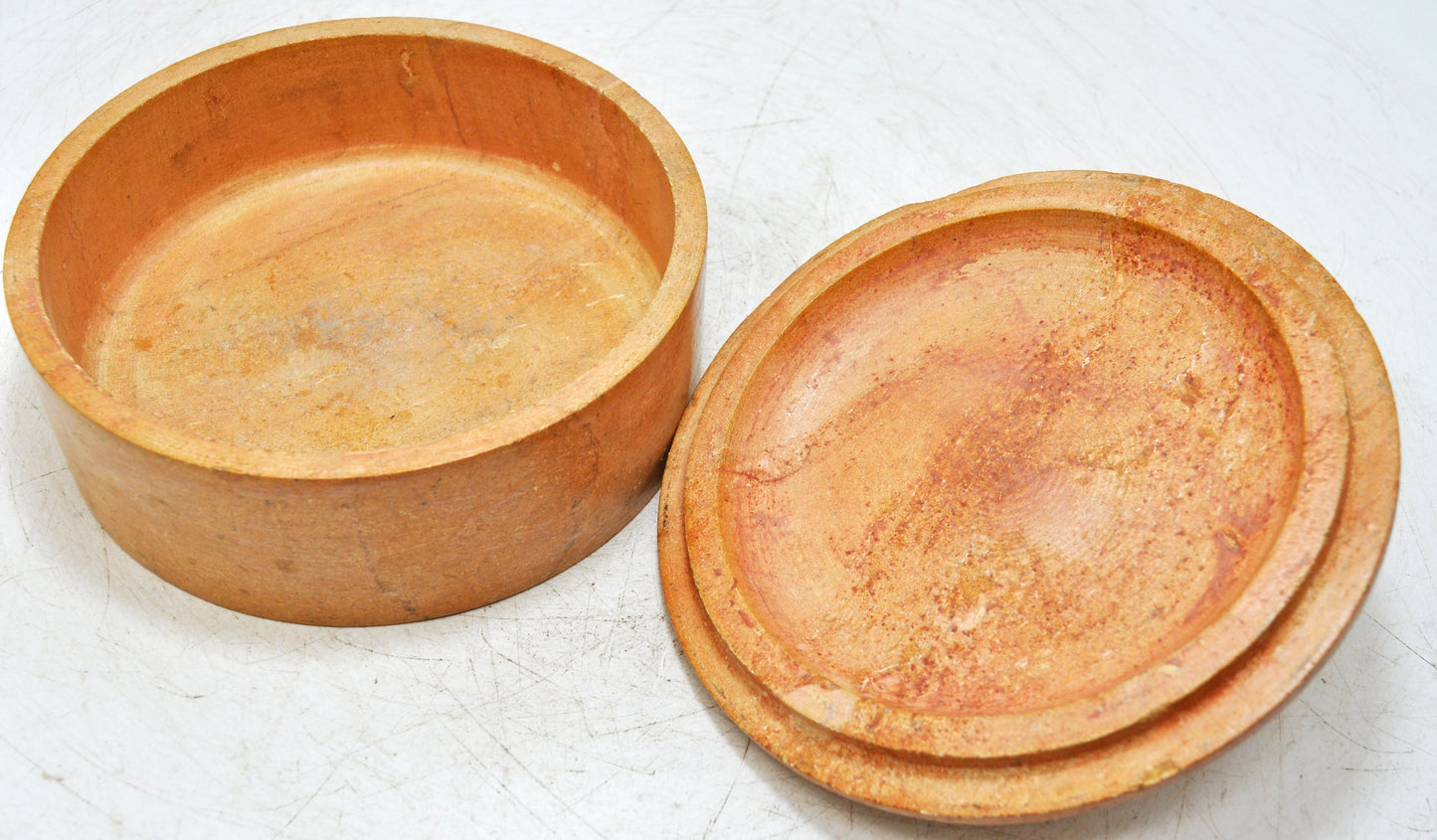 Vintage Sand Stone Round Kitchenware Box Original Old Hand Crafted