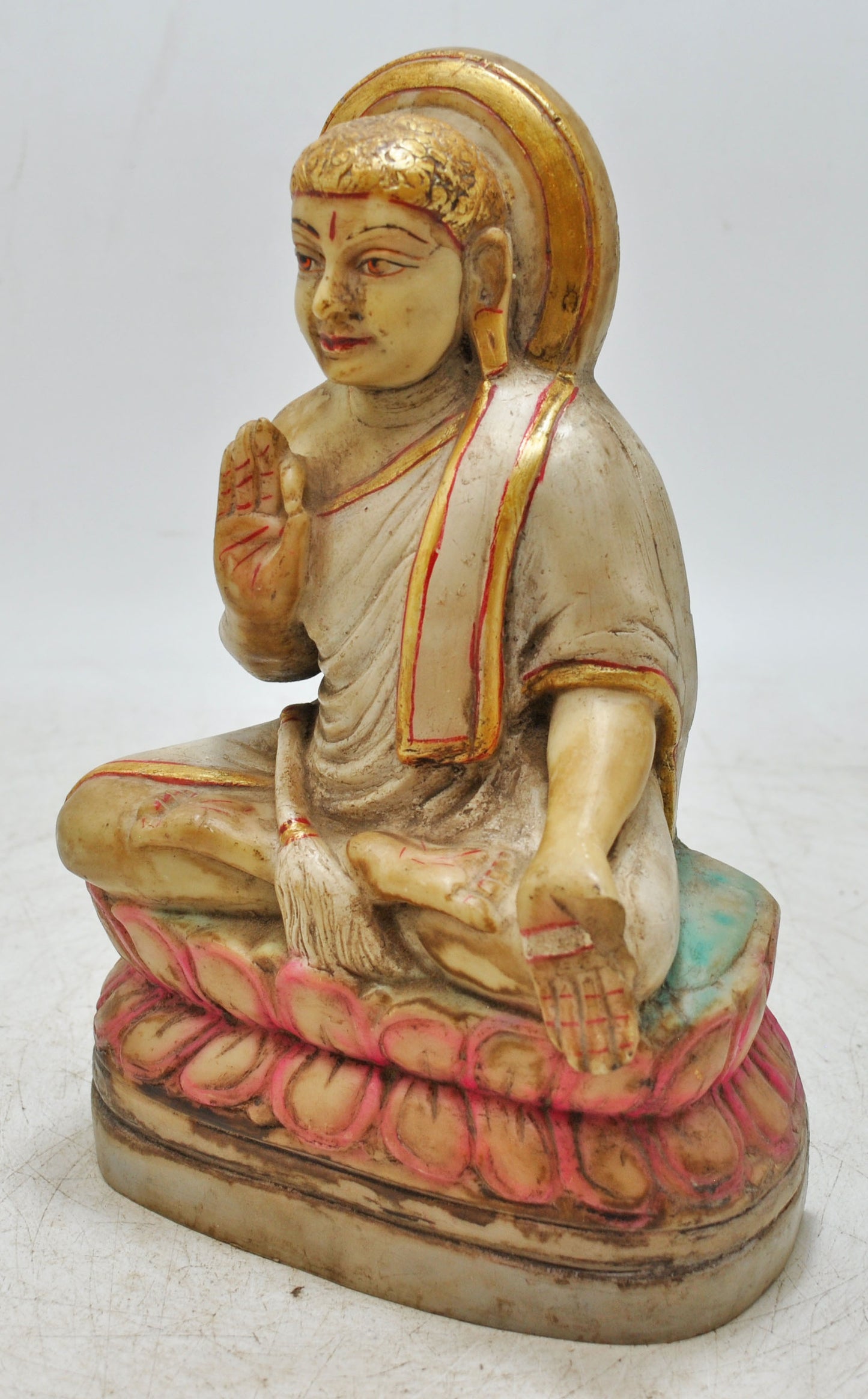 Vintage White Marble Jainism Gautama Swami Idol Figurine Original Old Fine Hand Carved