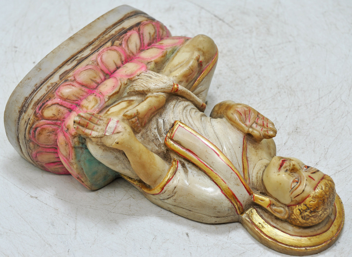 Vintage White Marble Jainism Gautama Swami Idol Figurine Original Old Fine Hand Carved