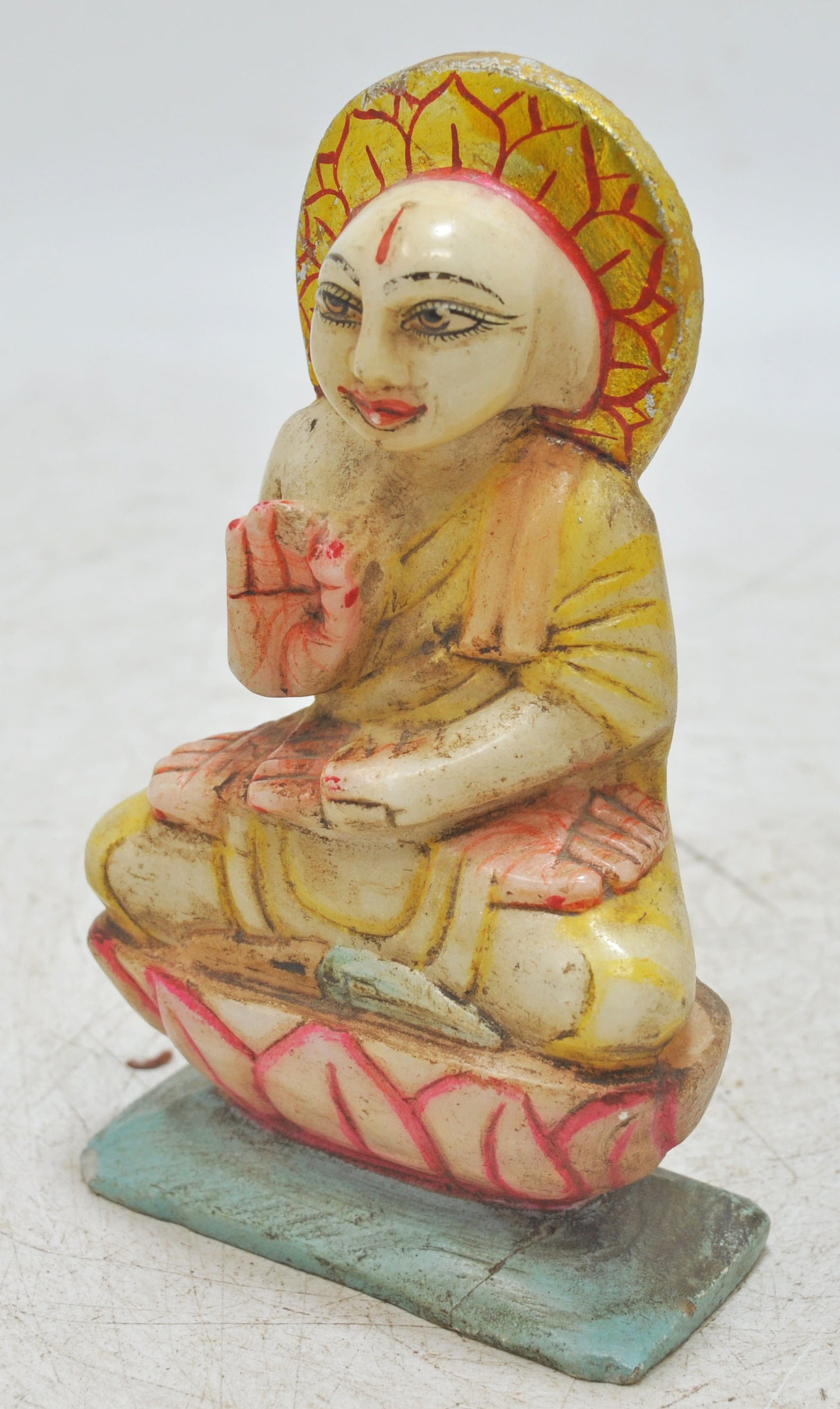 Vintage White Marble Jainism Gautama Swami Idol Figurine Original Old Fine Hand Carved