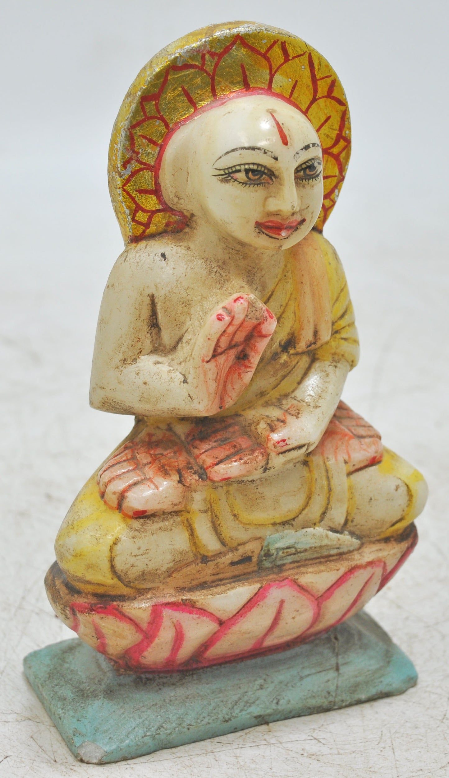 Vintage White Marble Jainism Gautama Swami Idol Figurine Original Old Fine Hand Carved