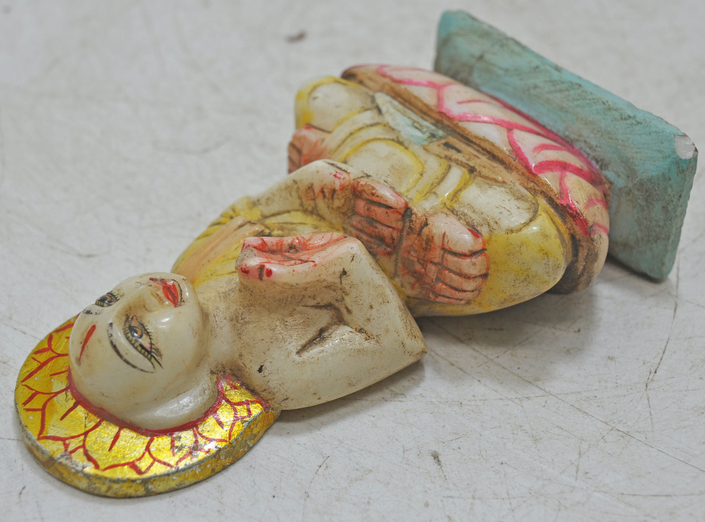 Vintage White Marble Jainism Gautama Swami Idol Figurine Original Old Fine Hand Carved