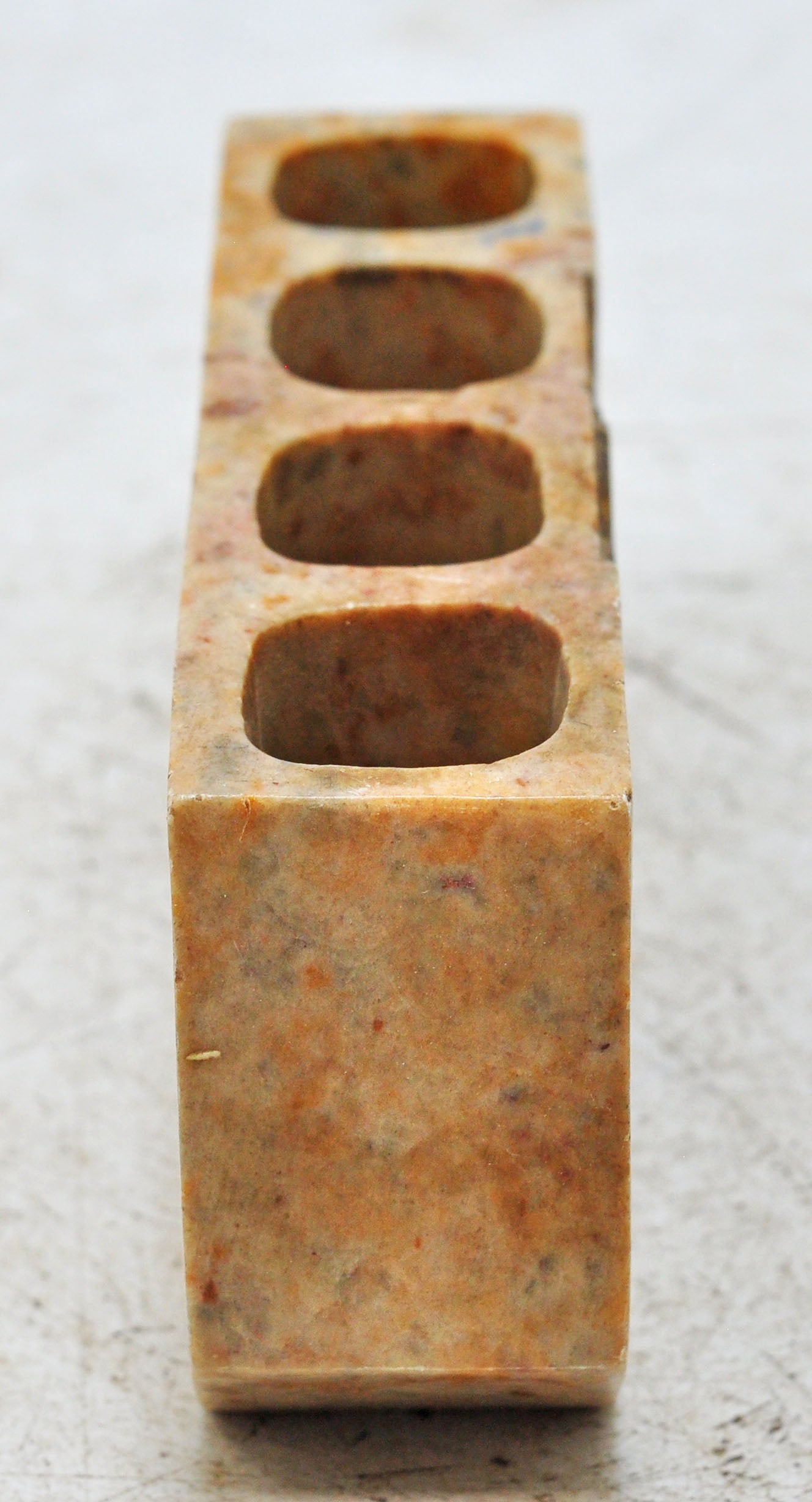 Vintage White Marble Pen Holder Stand Original Old Hand Crafted Inlay Work