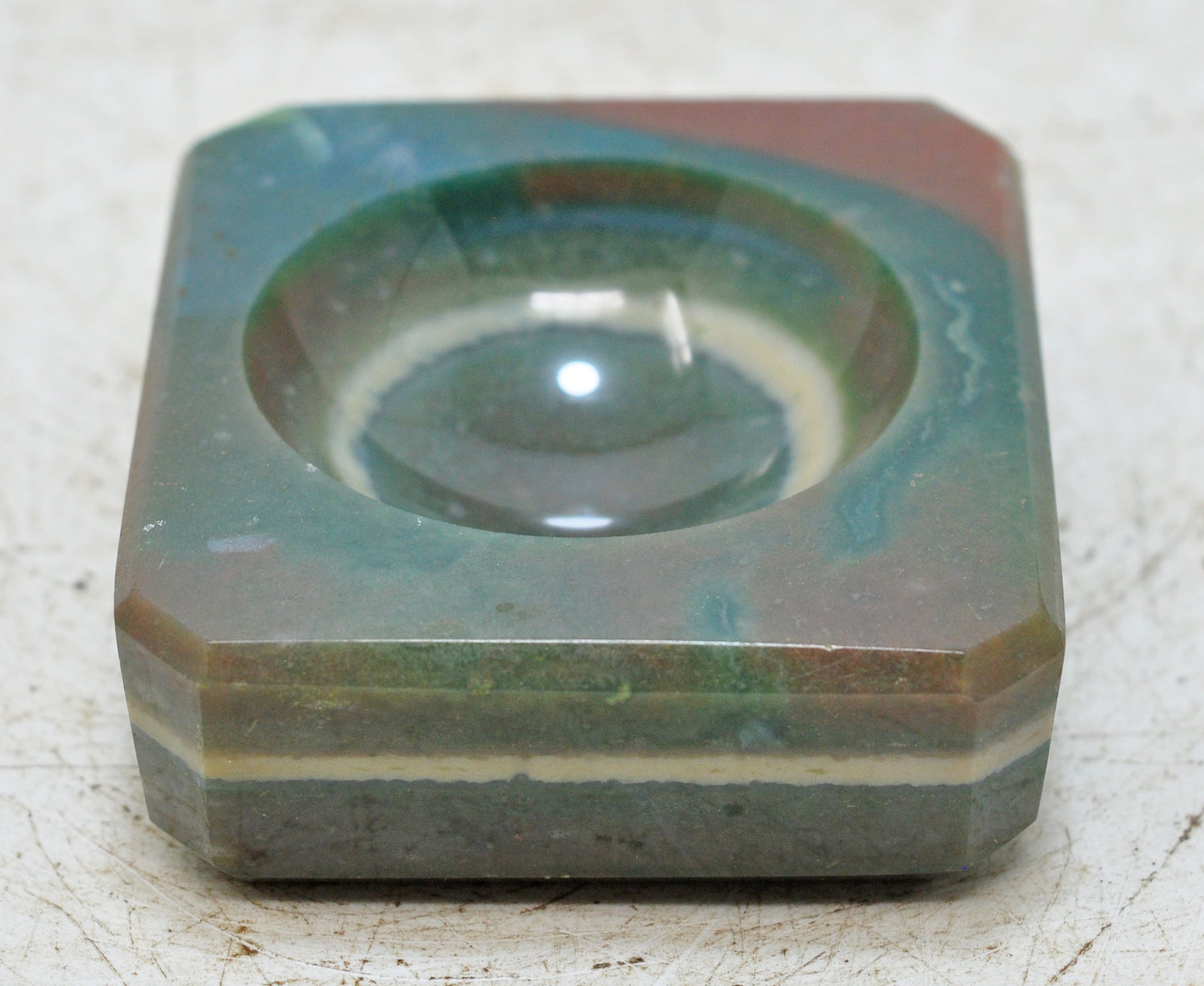 New Semi Precious Agate Stone Square Ash Tray Bowl Fine Hand Carved