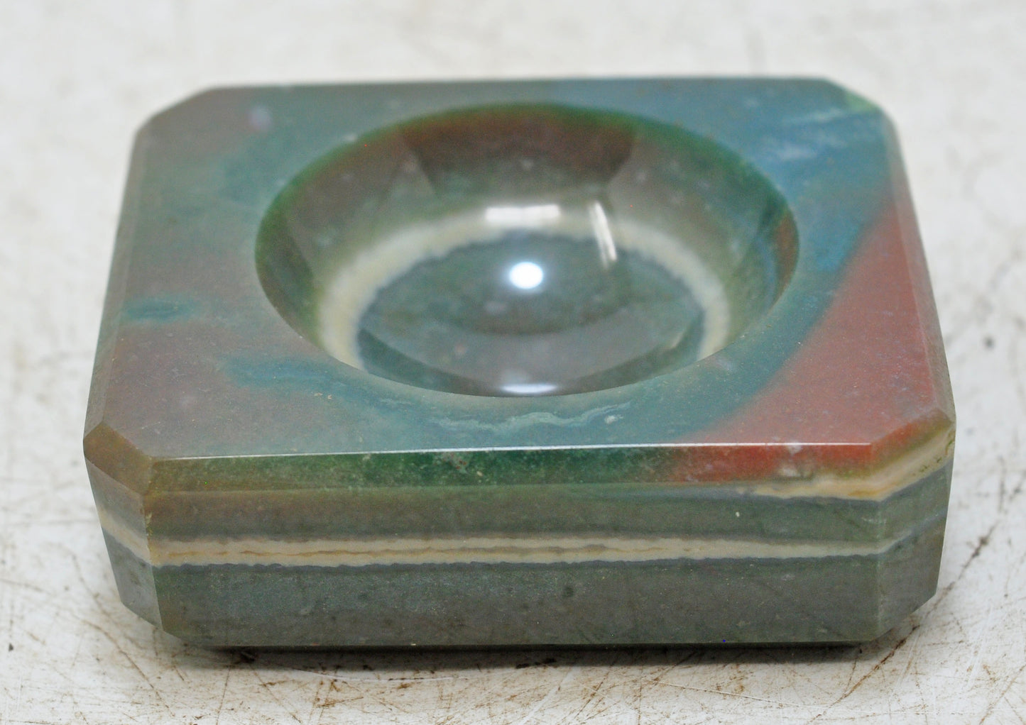 New Semi Precious Agate Stone Square Ash Tray Bowl Fine Hand Carved