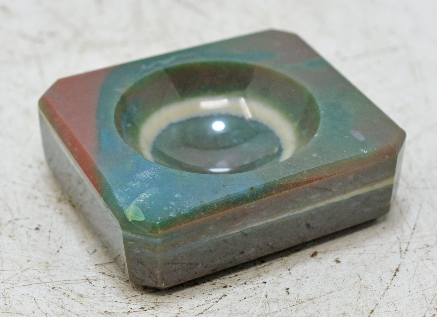 New Semi Precious Agate Stone Square Ash Tray Bowl Fine Hand Carved