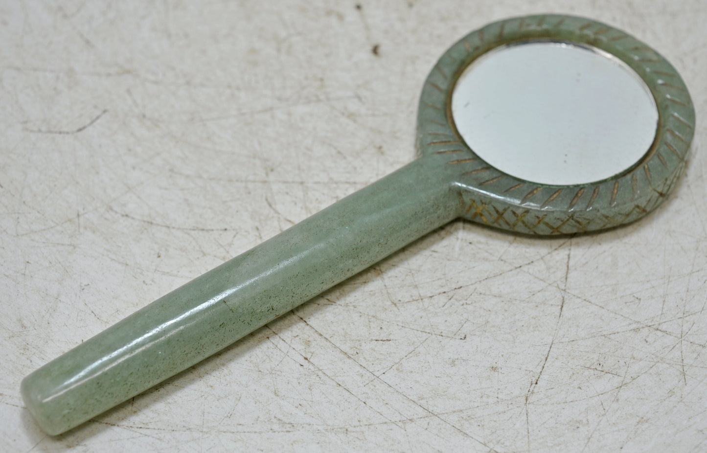 New Semi Precious Jade Stone Small Hand Mirror Fine Hand Carved