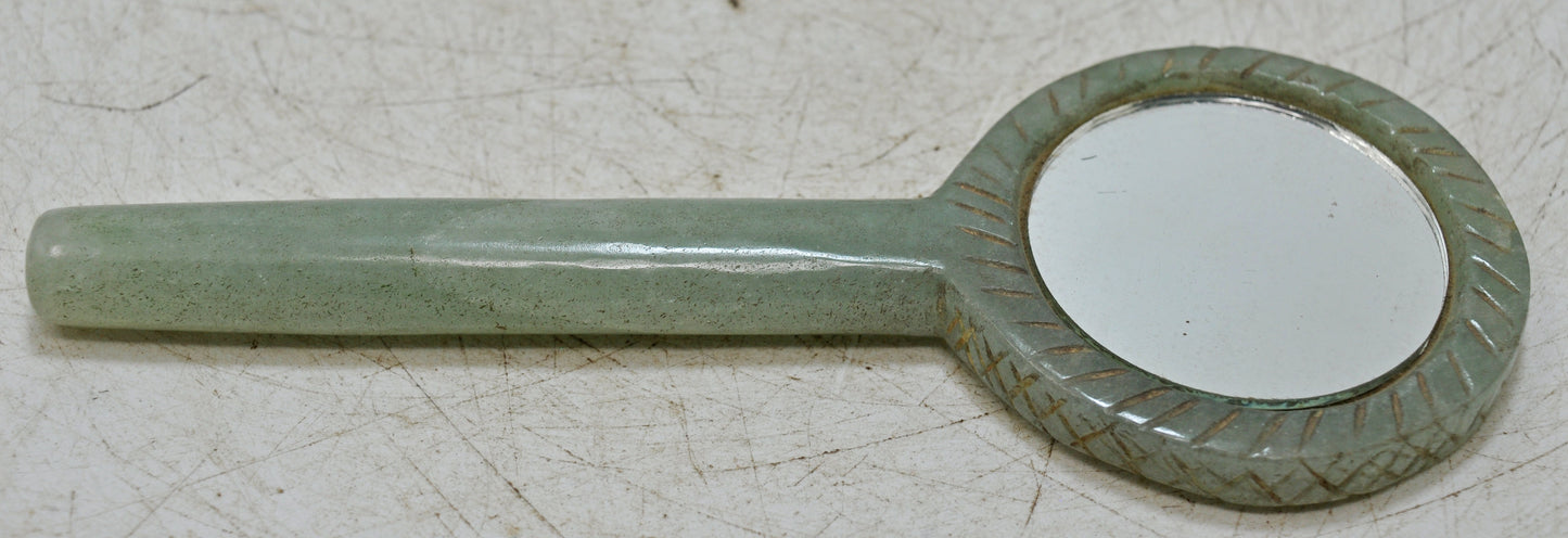 New Semi Precious Jade Stone Small Hand Mirror Fine Hand Carved