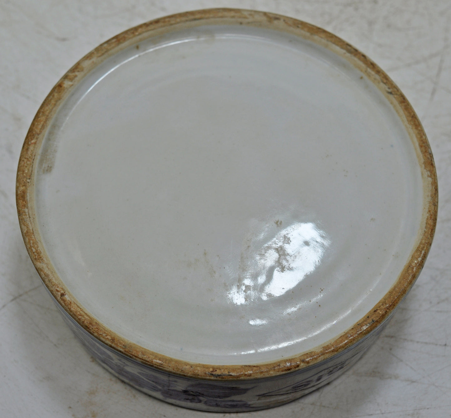 Vintage Blue Pottery Round Ash Tray Original Old Hand Crafted