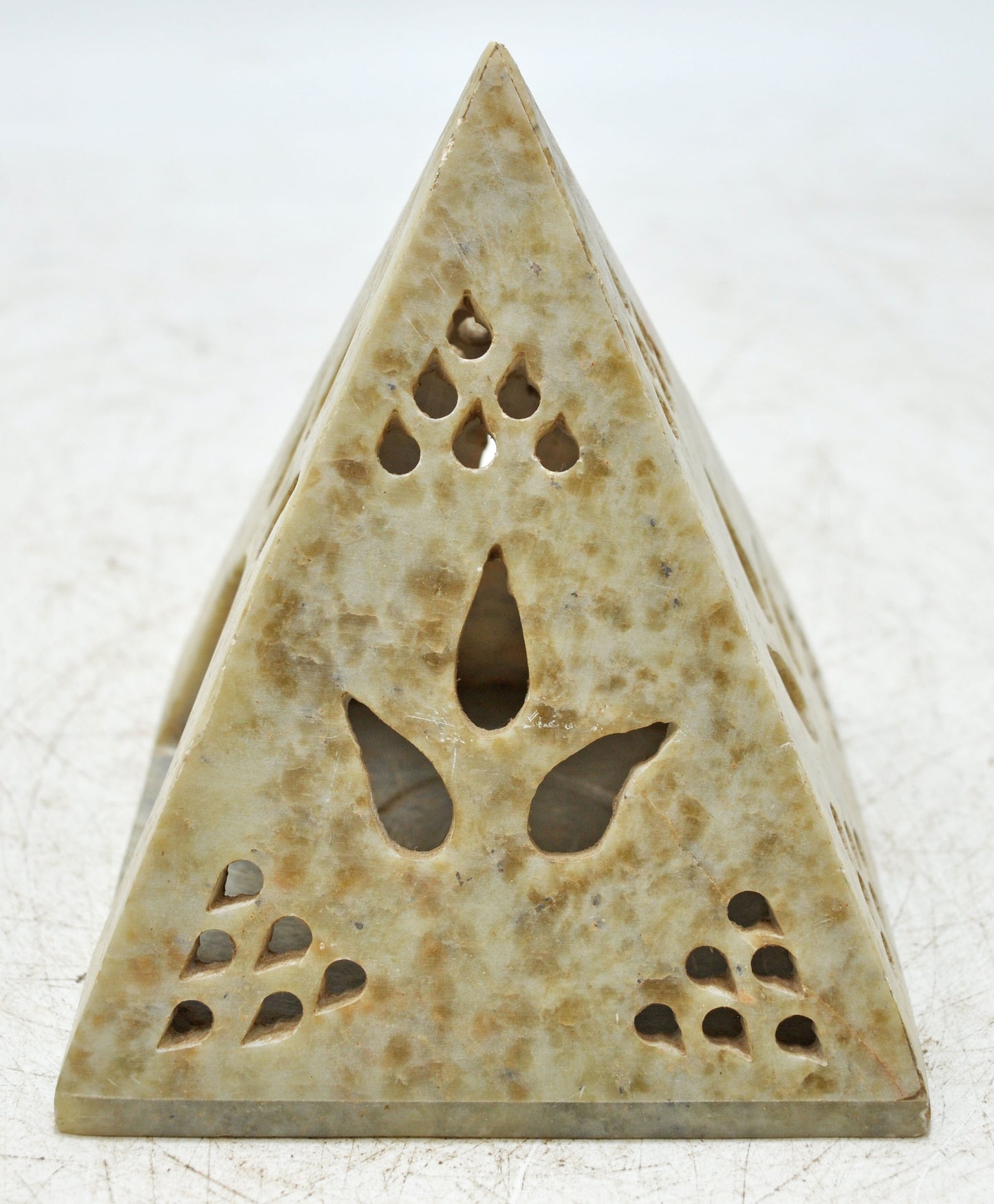 Vintage Soft Stone Pyramid Candle Holder Lamp Original Old Hand Carved