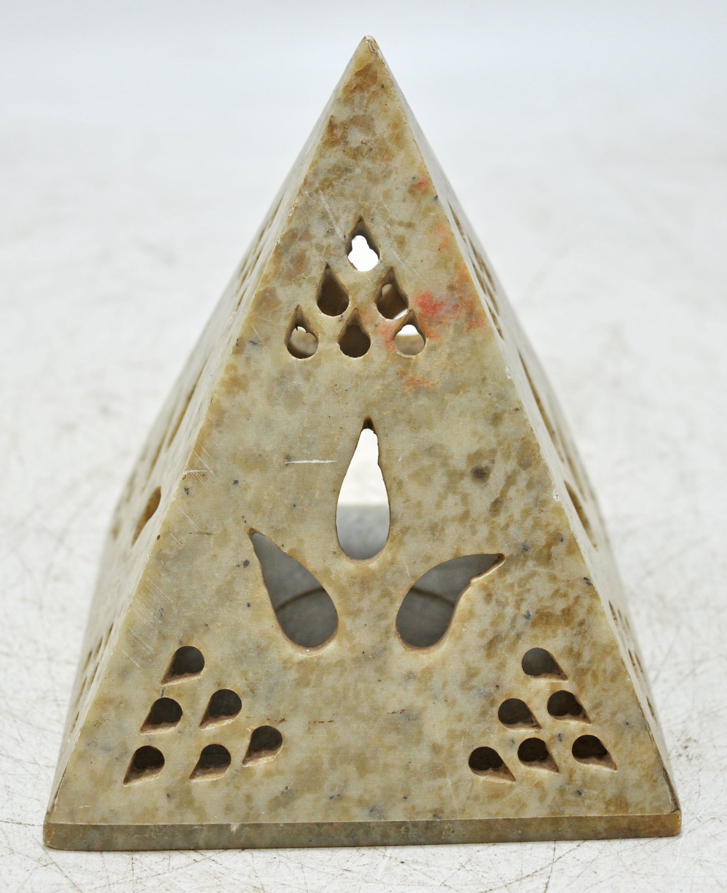 Vintage Soft Stone Pyramid Candle Holder Lamp Original Old Hand Carved