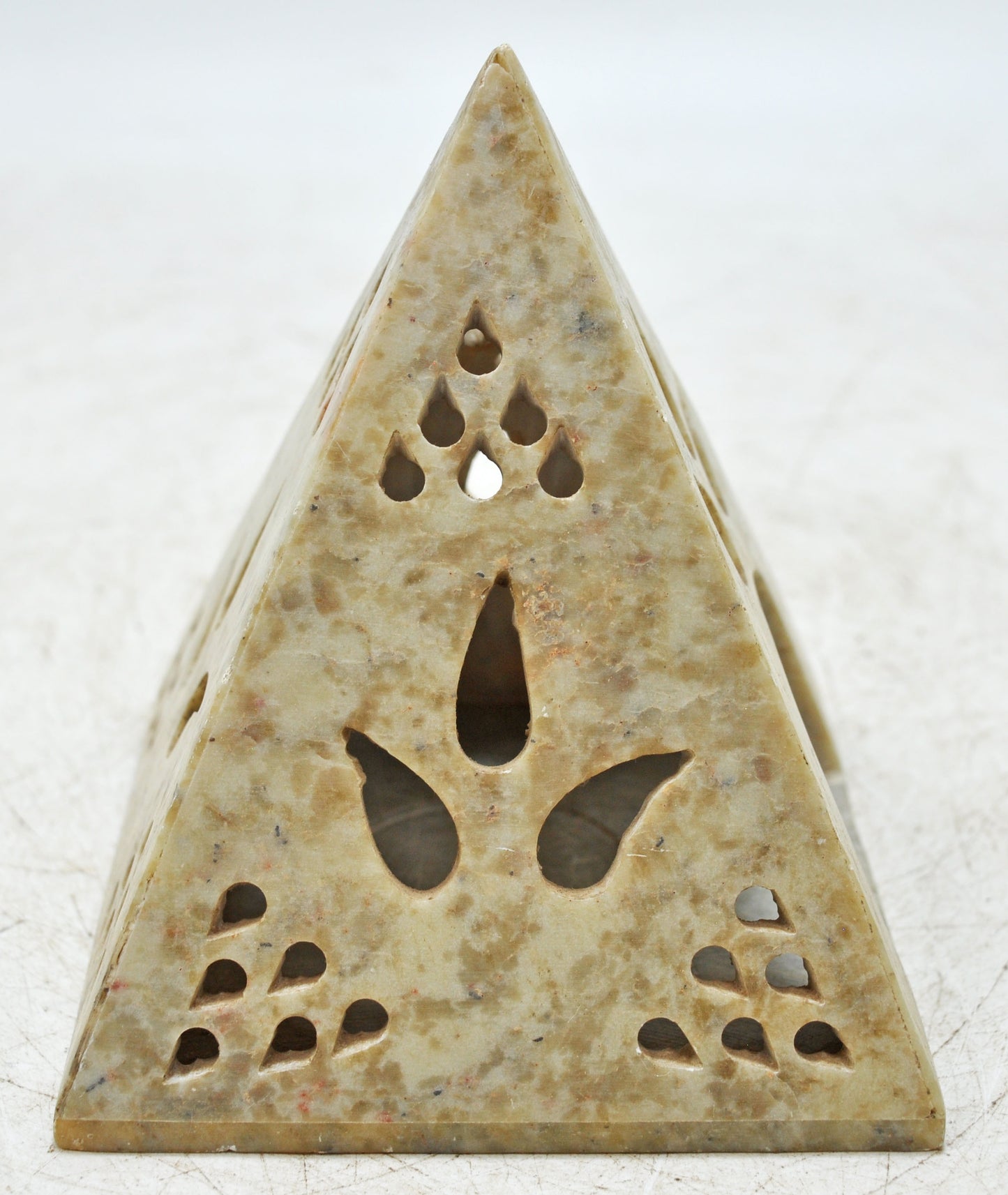 Vintage Soft Stone Pyramid Candle Holder Lamp Original Old Hand Carved