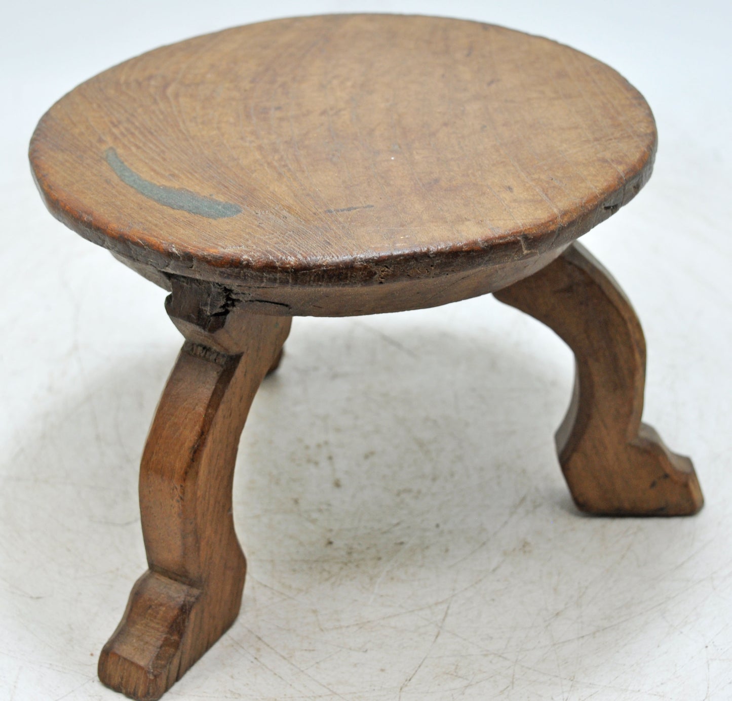 Antique Wooden Small Round Bajot Low Stool Original Old Hand Crafted
