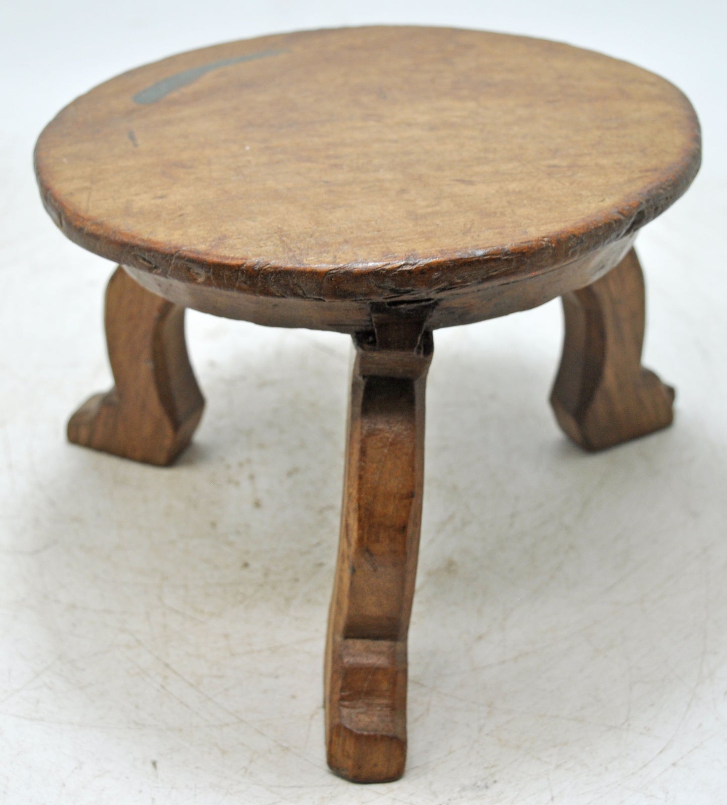 Antique Wooden Small Round Bajot Low Stool Original Old Hand Crafted