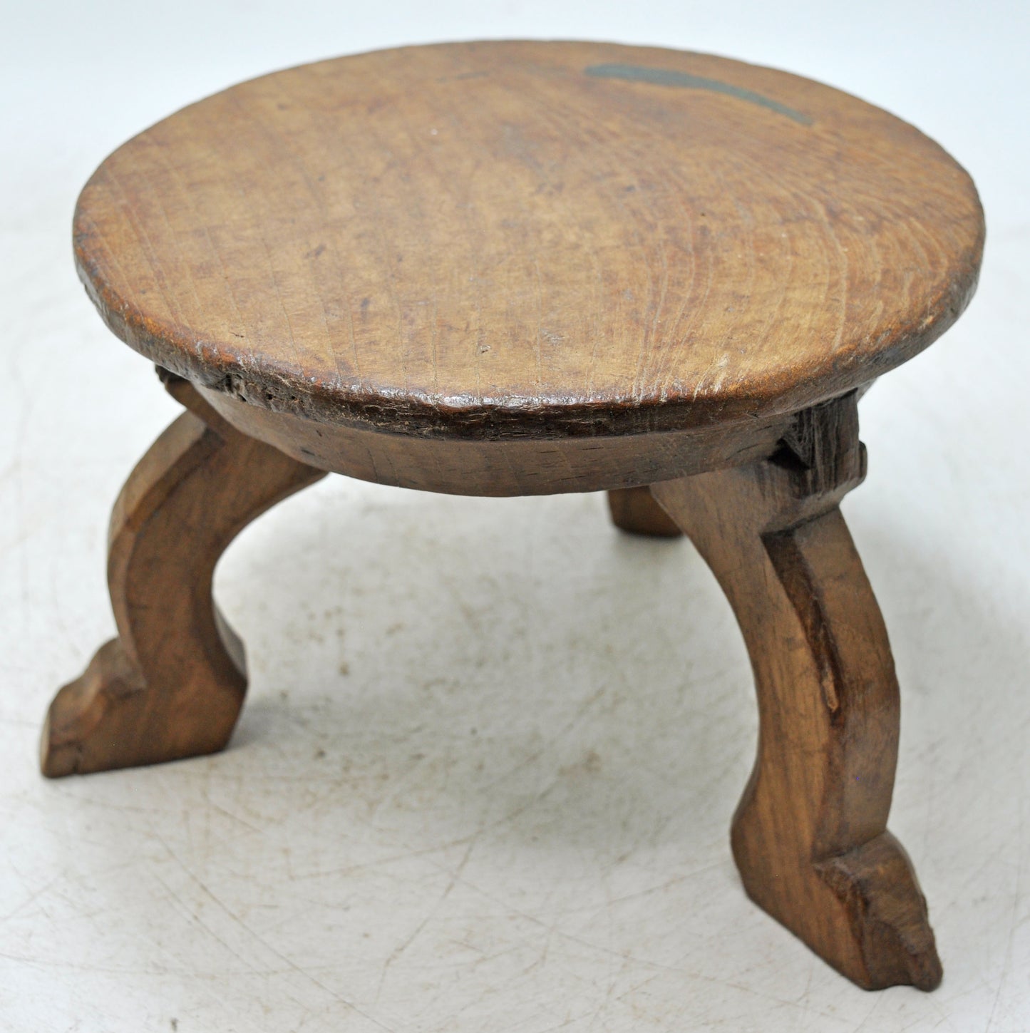 Antique Wooden Small Round Bajot Low Stool Original Old Hand Crafted