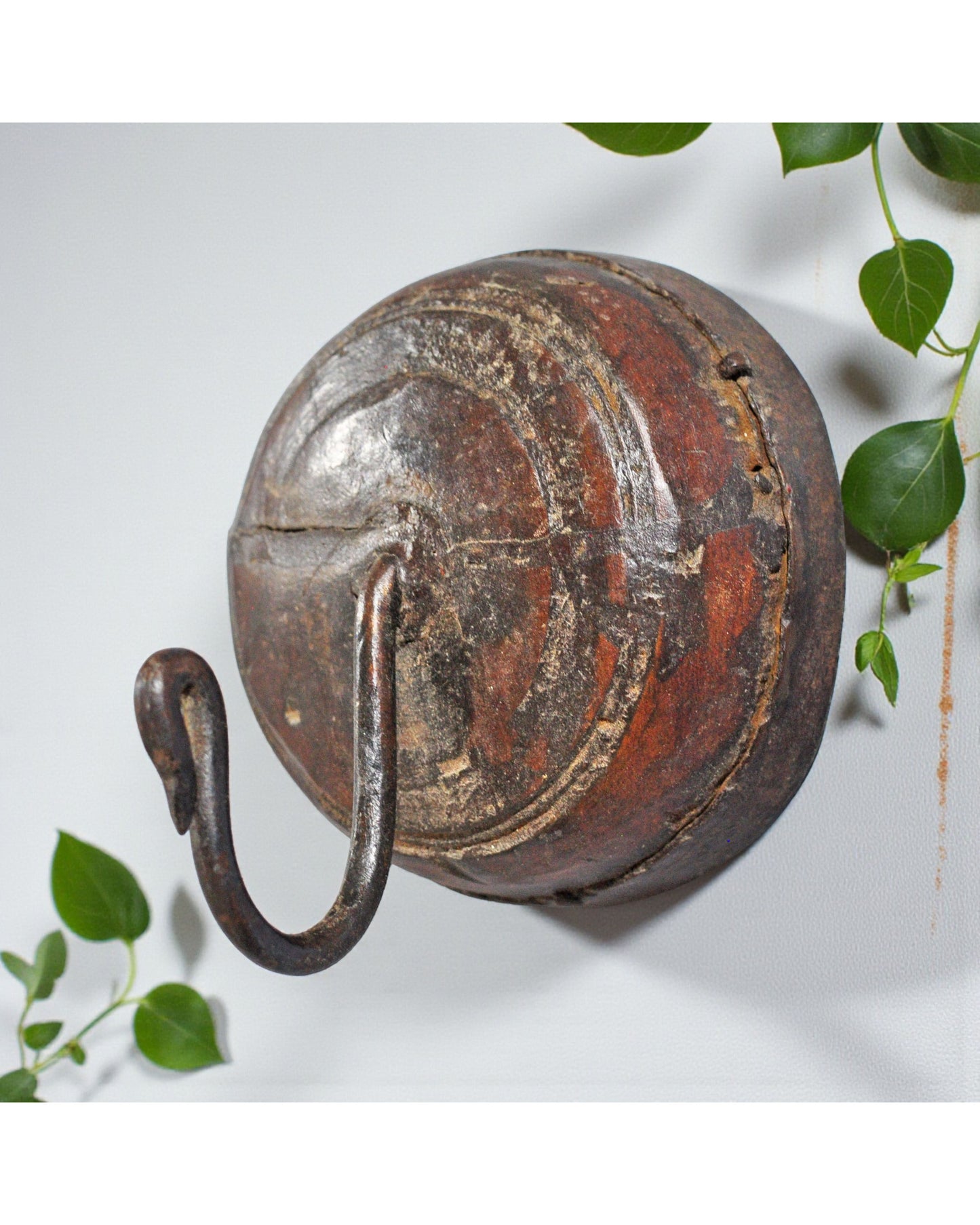 Antique Wooden 1 Hook Hanger Original Old Hand Crafted