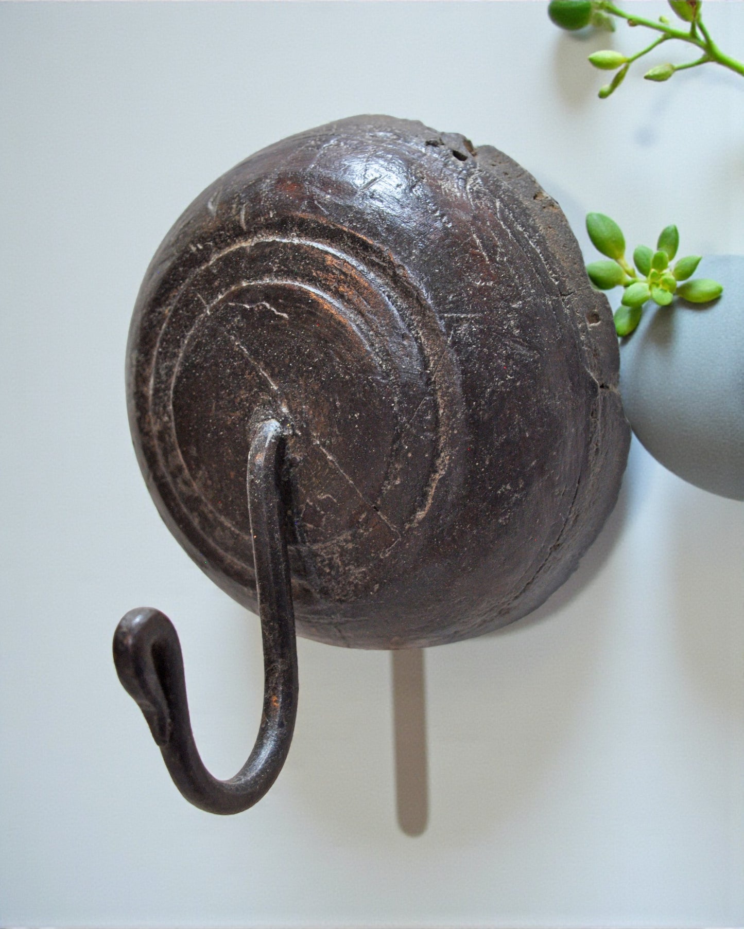 Antique Wooden 1 Hook Hanger Original Old Hand Crafted