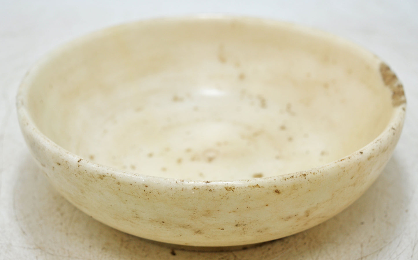 Antique White Marble Round Kitchenware Bowl Original Old Hand Carved