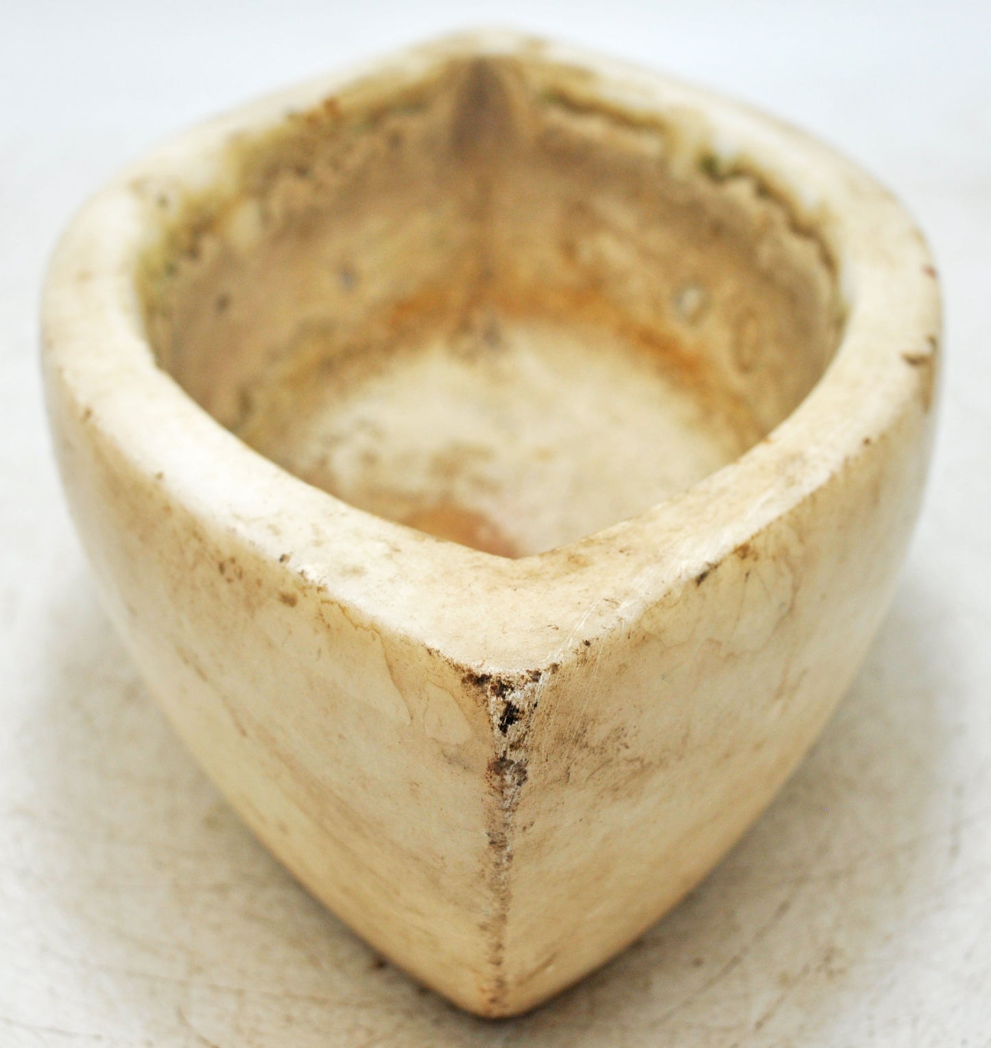 Antique White Marble Oval Spice Grinding Kharal Bowl Original Old Hand Carved