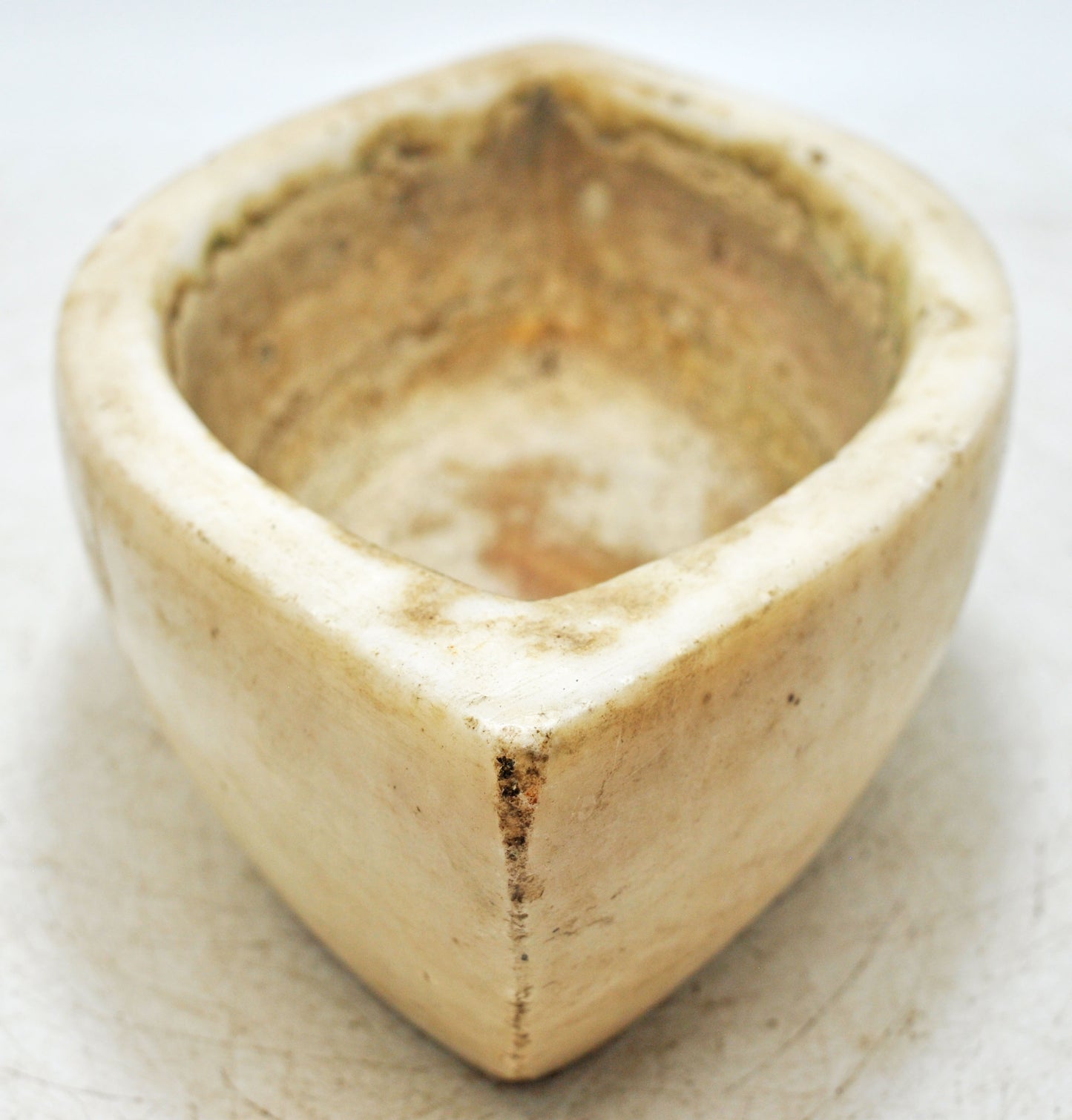 Antique White Marble Oval Spice Grinding Kharal Bowl Original Old Hand Carved