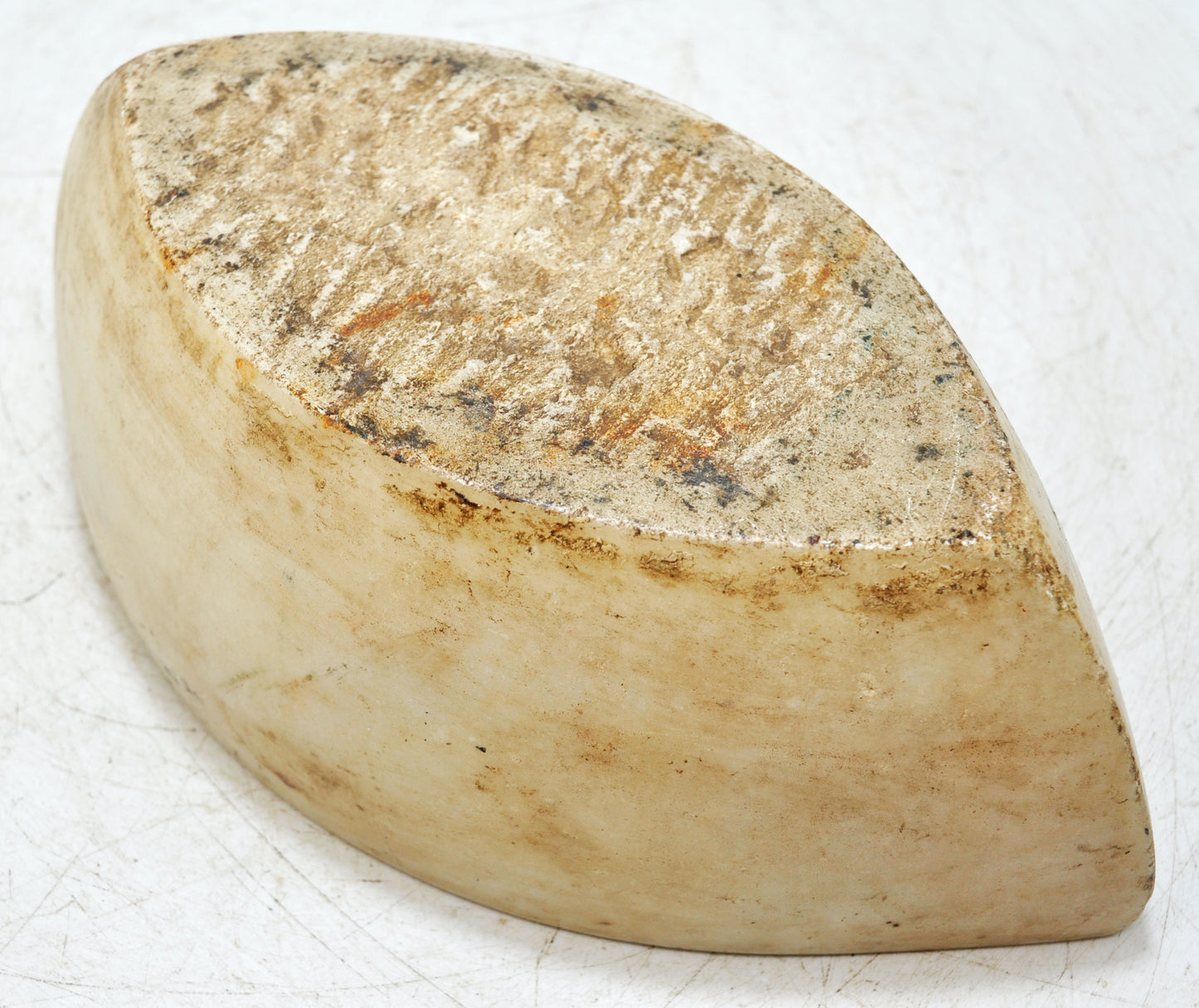 Antique White Marble Oval Spice Grinding Kharal Bowl Original Old Hand Carved