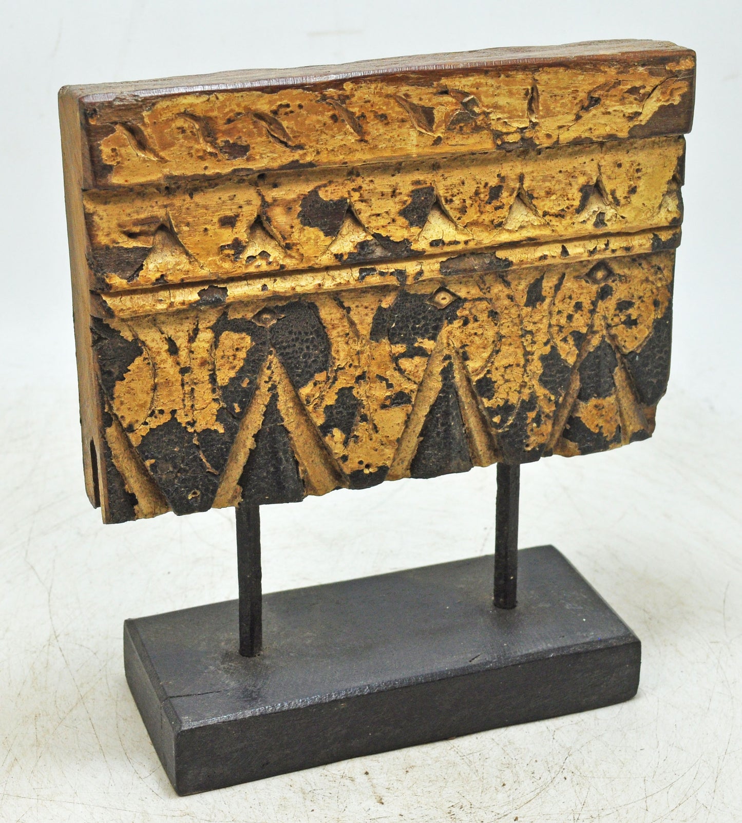 Antique Wooden Floral Carving Panel Plaque Original Old Hand Carved