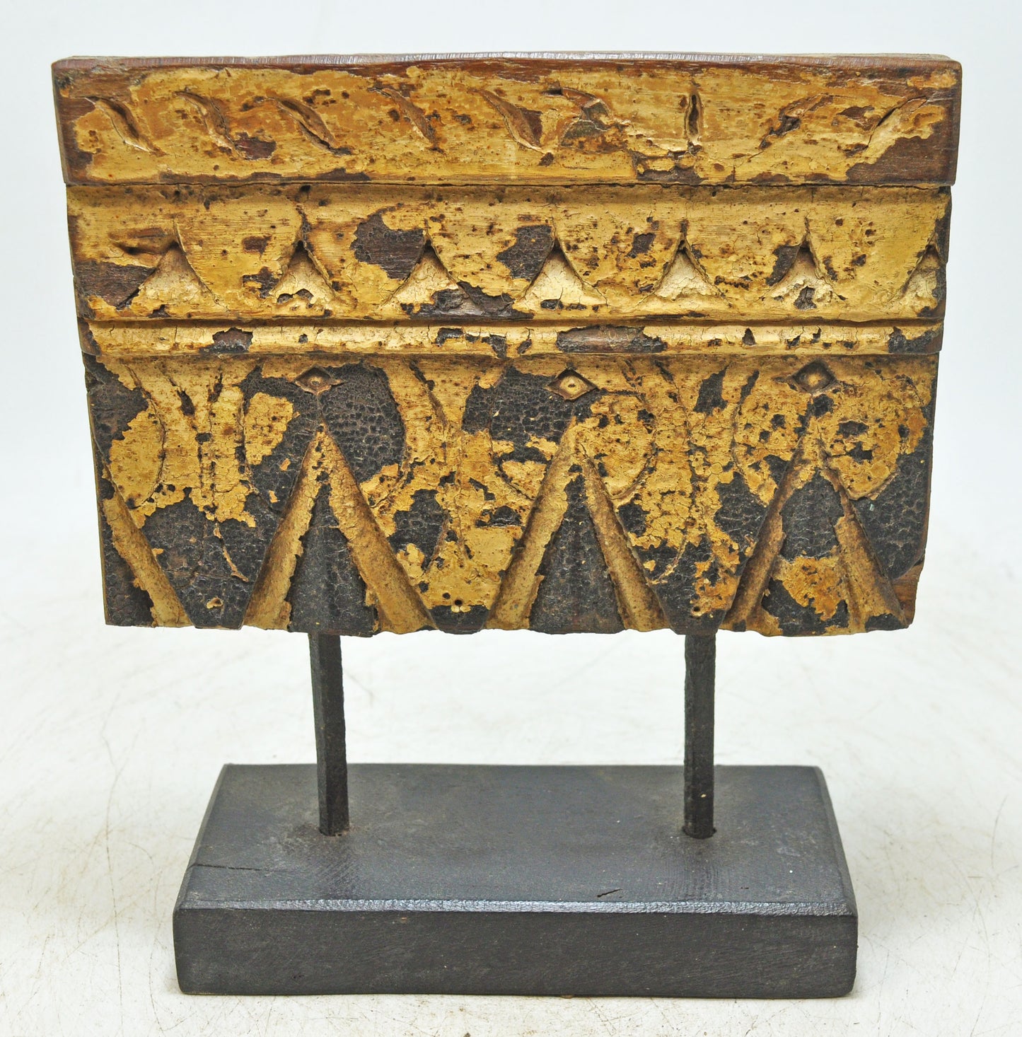 Antique Wooden Floral Carving Panel Plaque Original Old Hand Carved