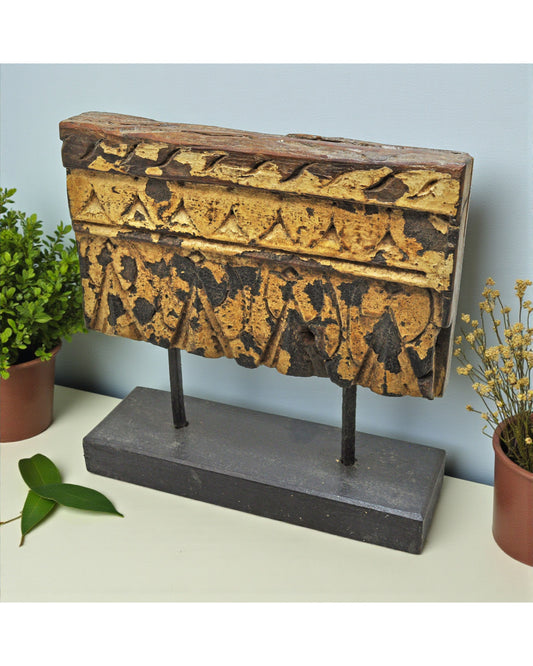 Antique Wooden Floral Carving Panel Plaque Original Old Hand Carved