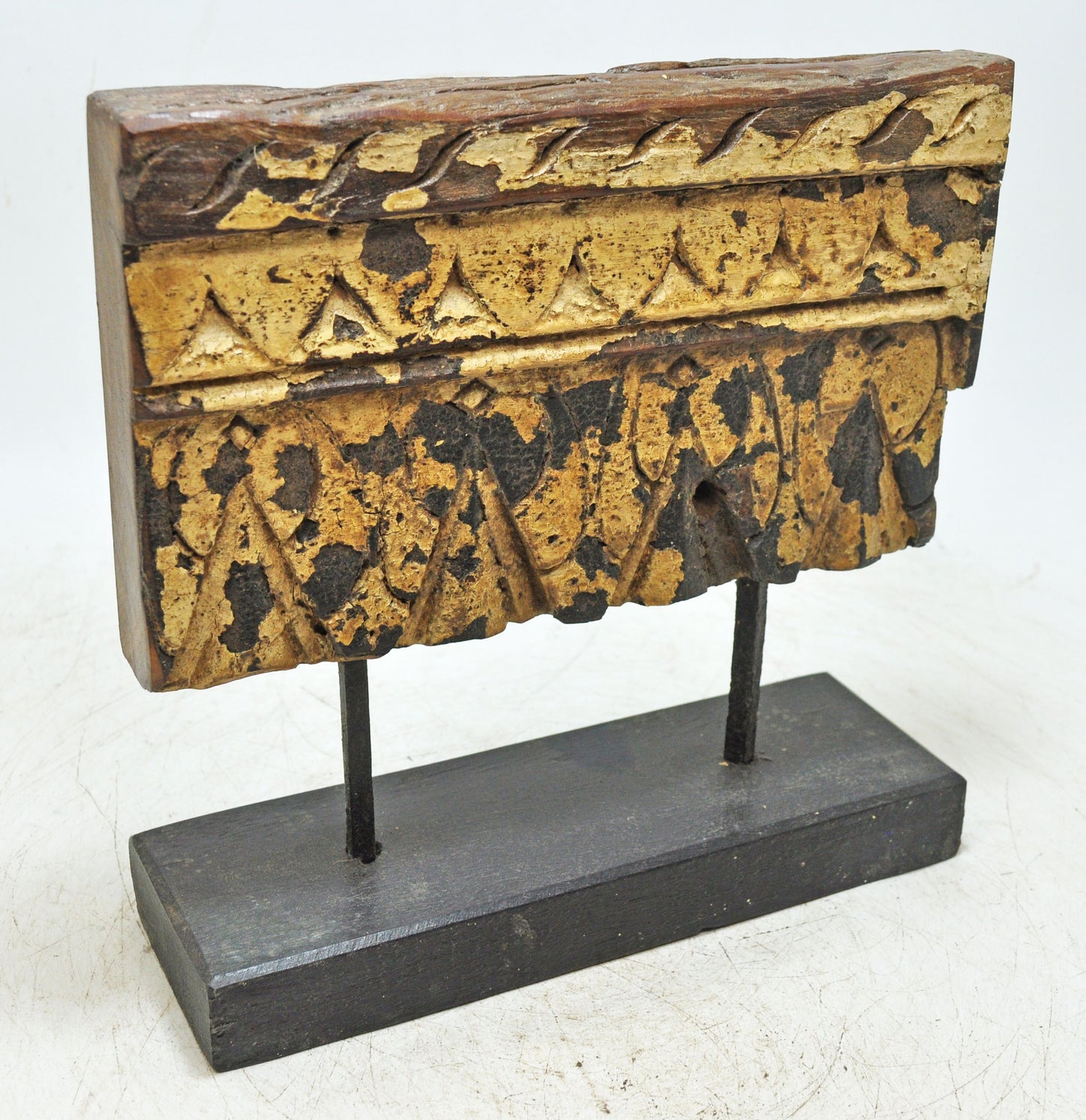 Antique Wooden Floral Carving Panel Plaque Original Old Hand Carved