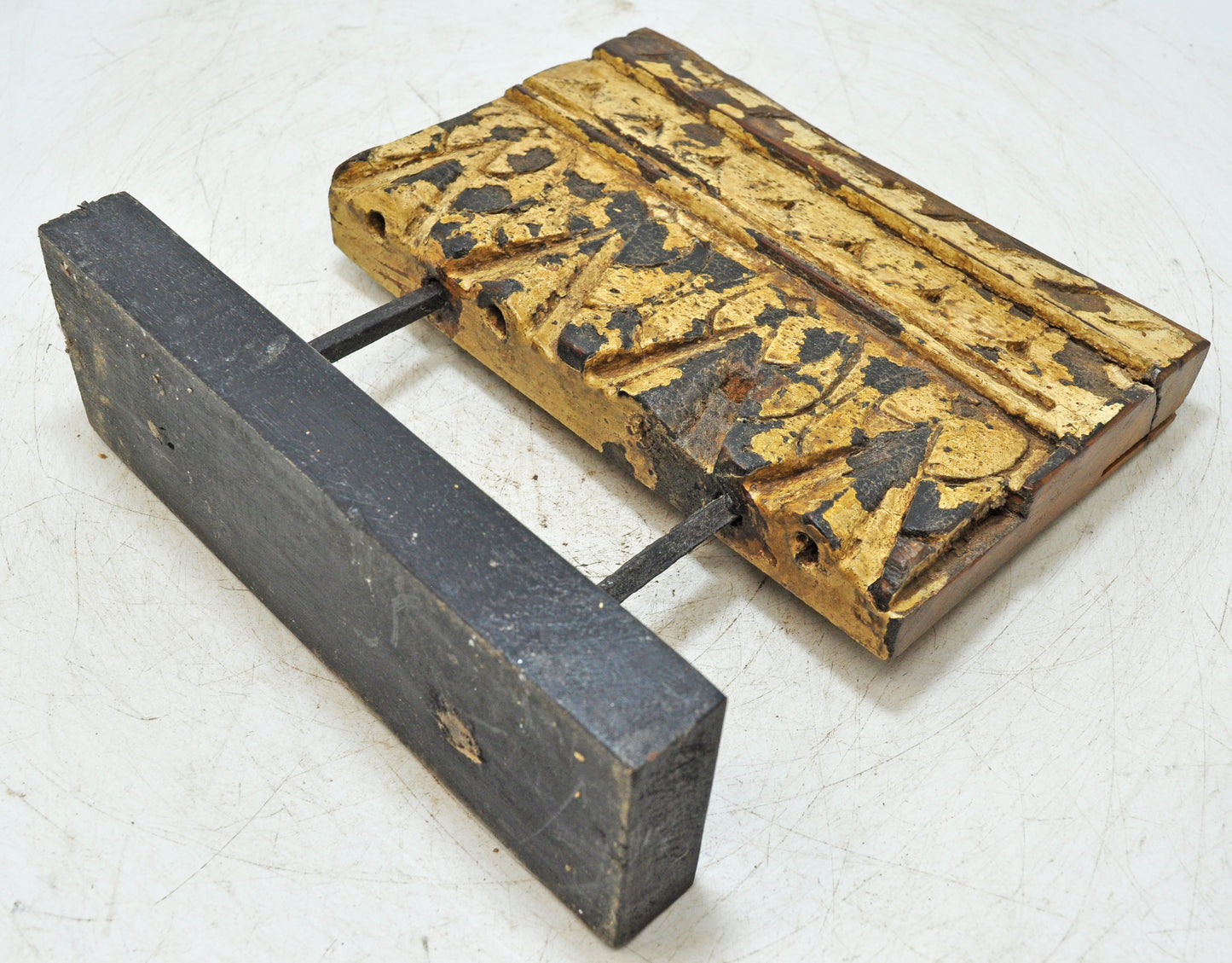 Antique Wooden Floral Carving Panel Plaque Original Old Hand Carved