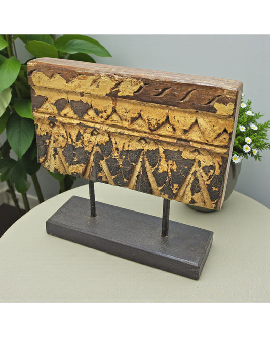 Antique Wooden Floral Carving Panel Plaque Original Old Hand Carved