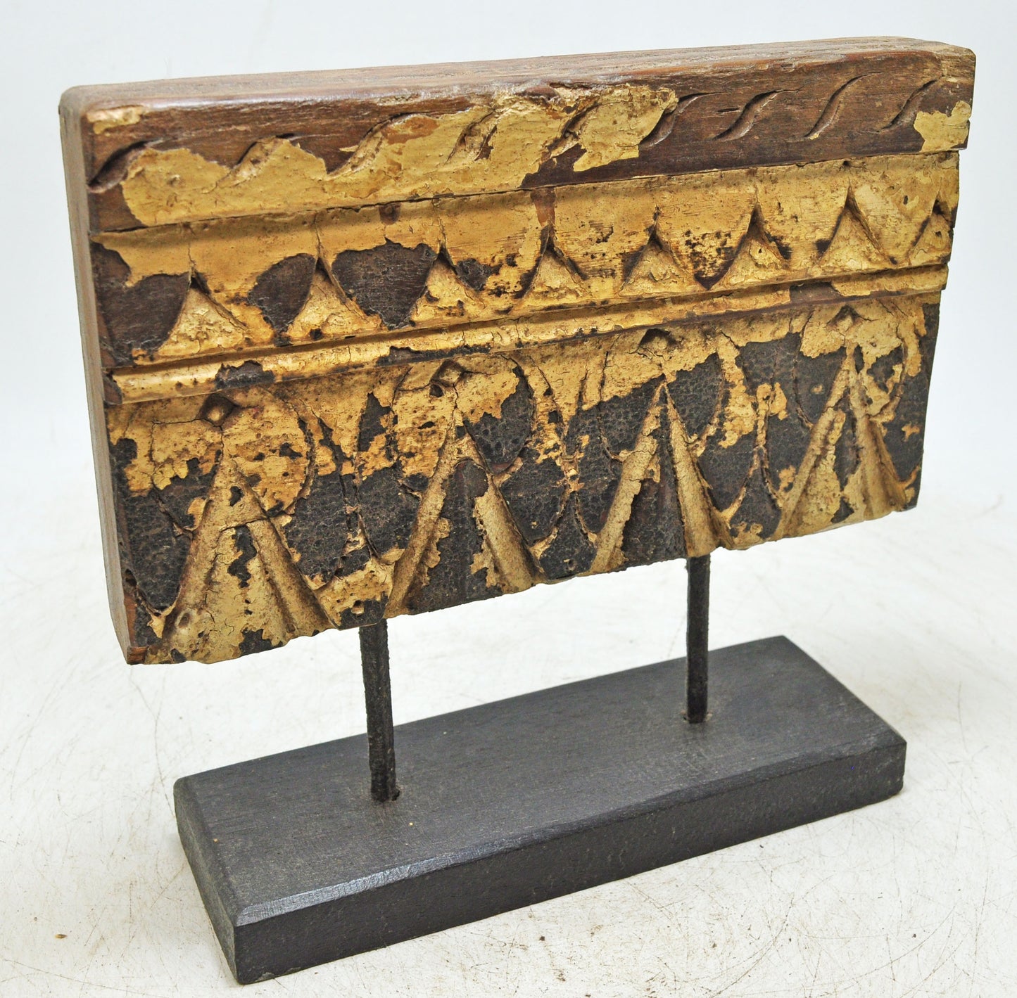 Antique Wooden Floral Carving Panel Plaque Original Old Hand Carved