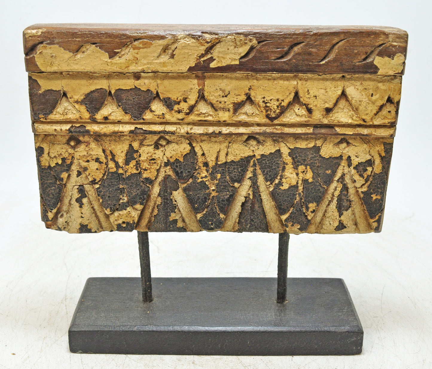 Antique Wooden Floral Carving Panel Plaque Original Old Hand Carved