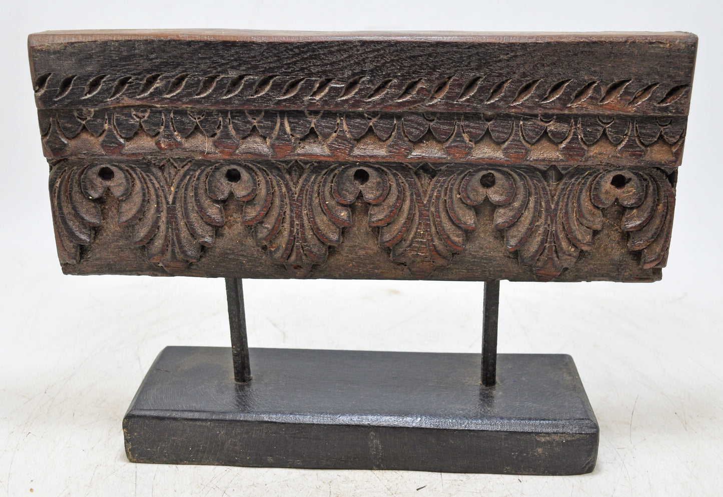 Antique Wooden Floral Carving Panel Plaque Original Old Hand Carved