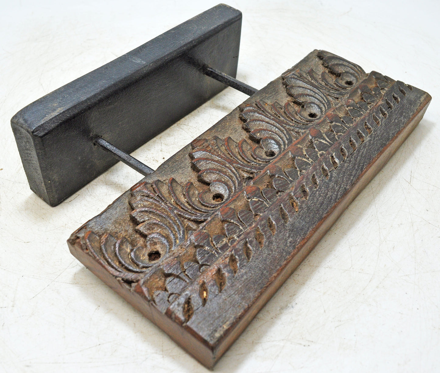 Antique Wooden Floral Carving Panel Plaque Original Old Hand Carved